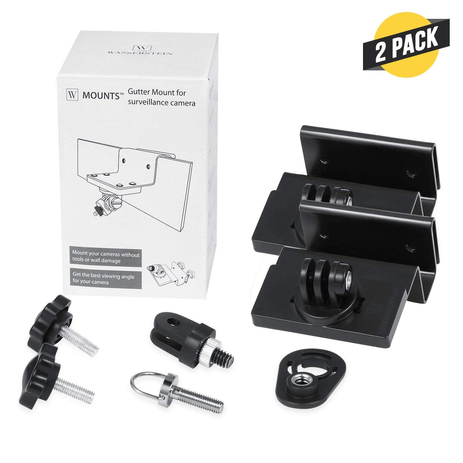 Wasserstein Weatherproof Gutter Mount With Universal Screw Adapter   Compatible With Blink Outdoor/Outdoor 4/Xt/Xt2 (2 Pack, Bla