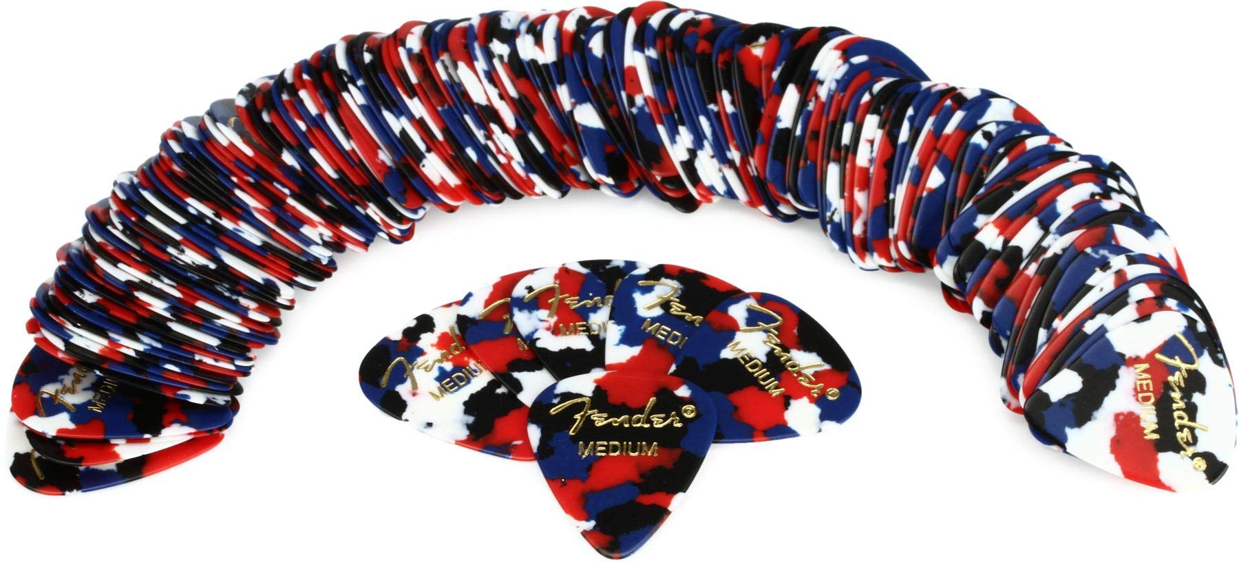 Fender Classic Celluloid Guitar Picks 351 Shape, Confetti, Medium, 144 Pack