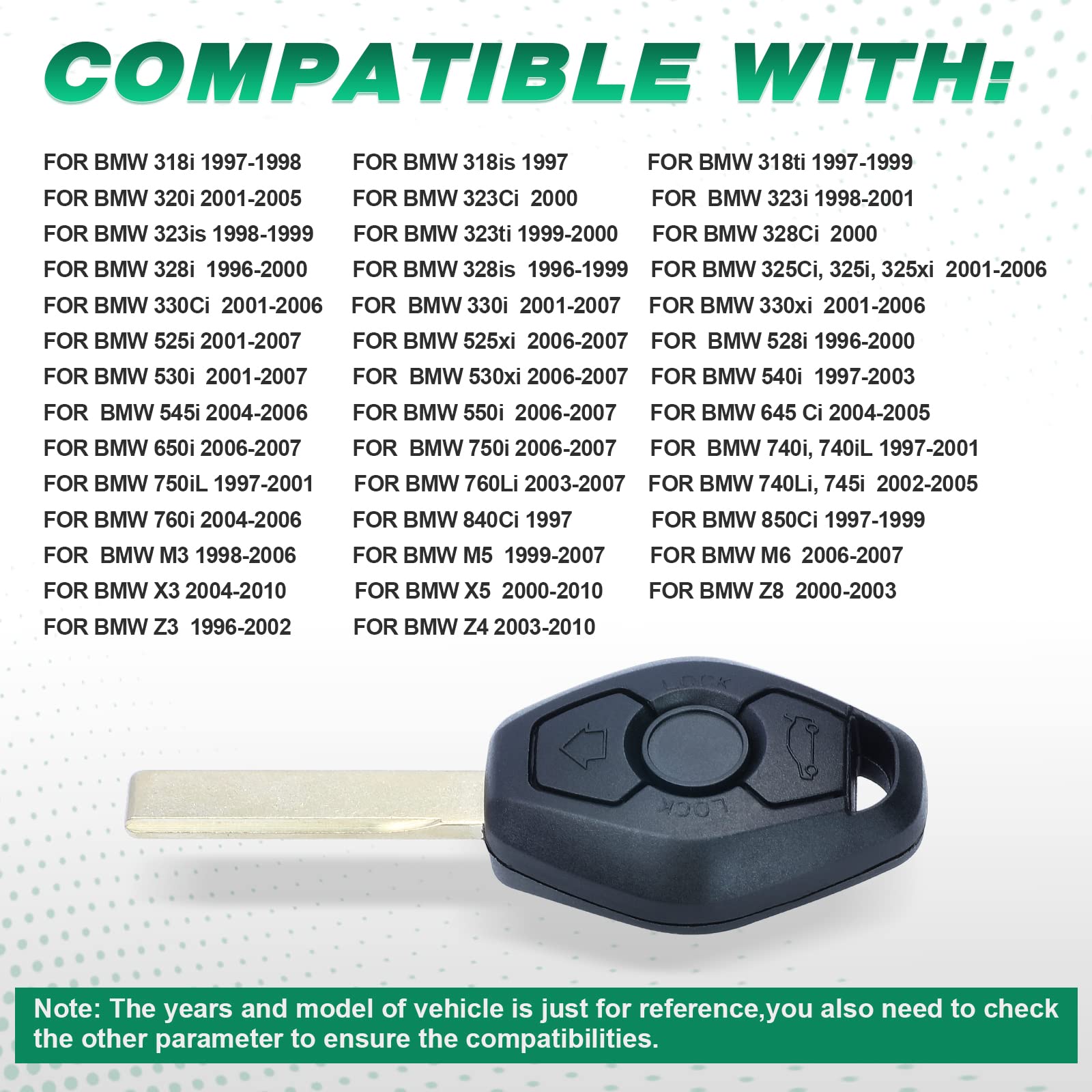 Beefunny 315/433Mhz Adjustable Id44 Chip Ews System Remote Car Key Fob 3 Button For Bmw 325 330 318 525 530 540 E38 E39 E46 M5 X