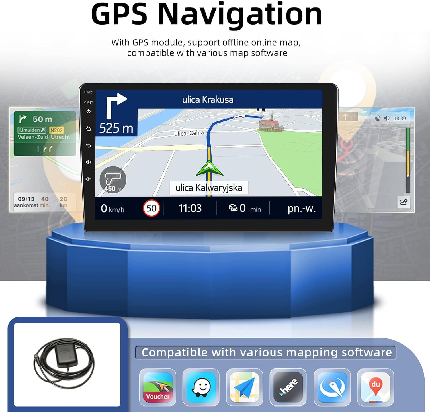 Podofo For Honda Civic 2006 2007 2008 2009 2010 2011 Car Stereo Radio 10.1 Inch Android Touch Screen Bluetooth Car Radio Audio With Gps Navigation Wifi Mirror Link Eq Fm/Rds Backup Camera