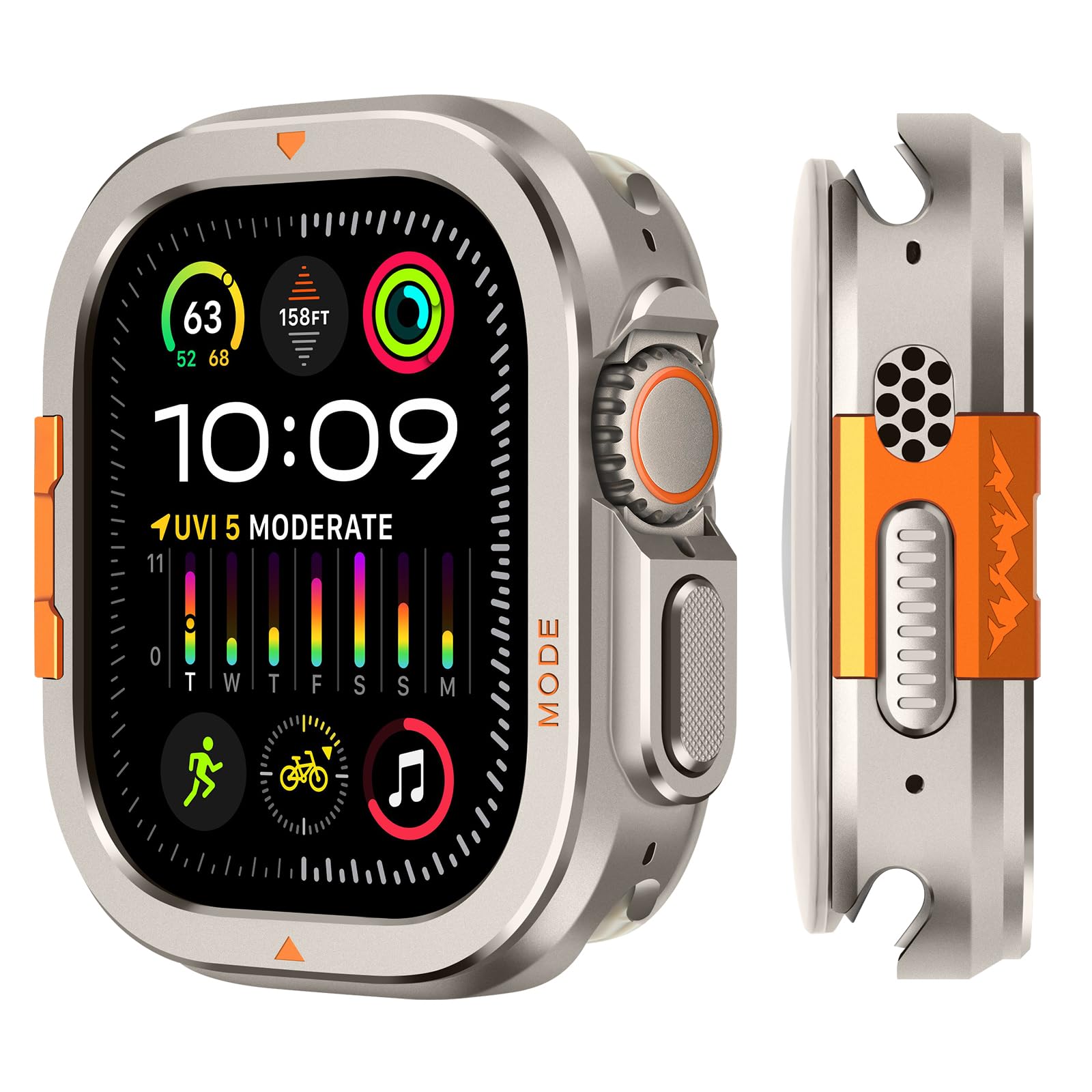 Suphart 2 in-1 Metal Cover Compatible with Apple Watch Ultra 3/2/1 Case 49mm, Rugged Bumper with Back Protector for iWatch Ultra