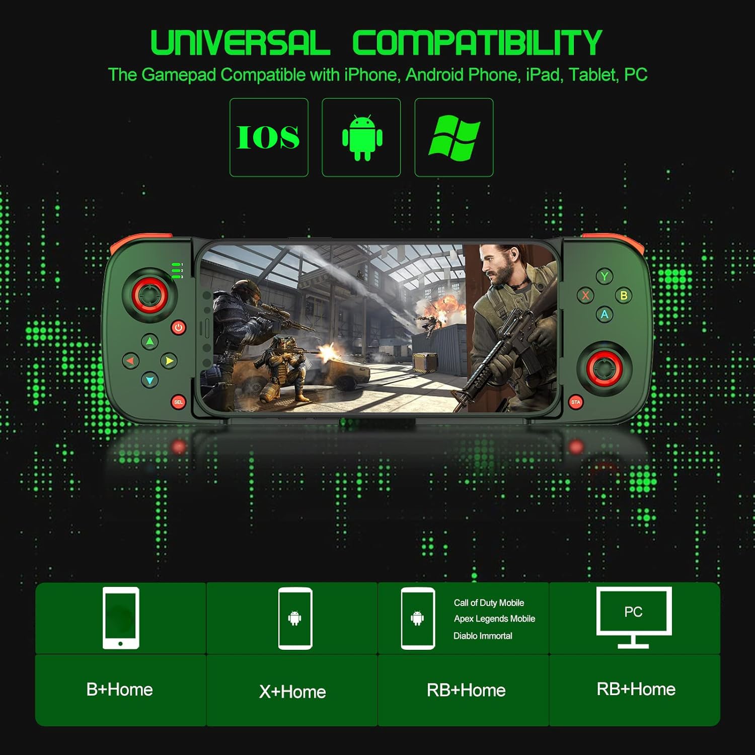 Bluetooth Mobile Game Controller,Stretchable Wireless Phone Gamepad,Shooter Sensitive Controller Joysticks Gamepad Support For P