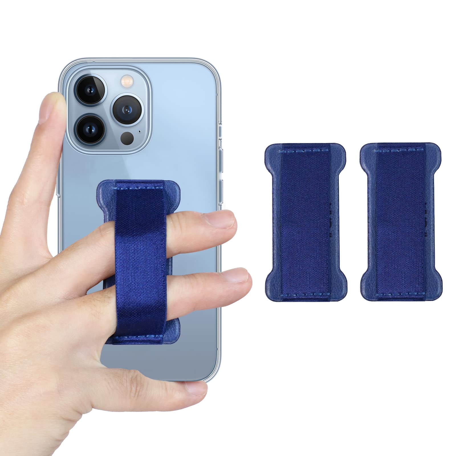 WUOJI Phone Grip Holder for Hand, Universal Finger Strap Phone Holder, Finger Selfie Grip Compatible with Most Smartphones (Blue