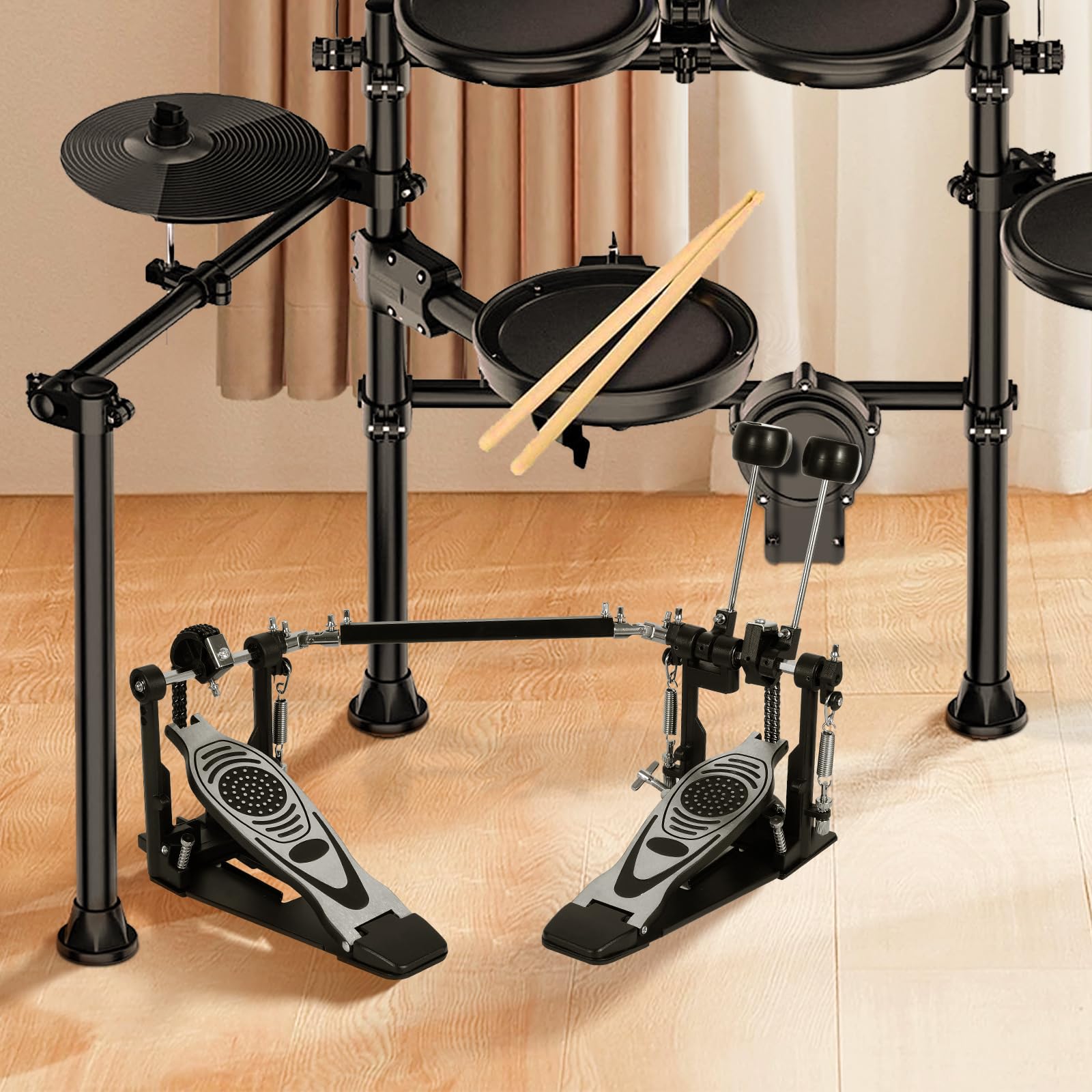 Double Bass Drum Pedal,Kick Drum Pedal With Adjustable For Enhanced Speed And Control   Perfect For Metal, Rock, And Jazz Drumme