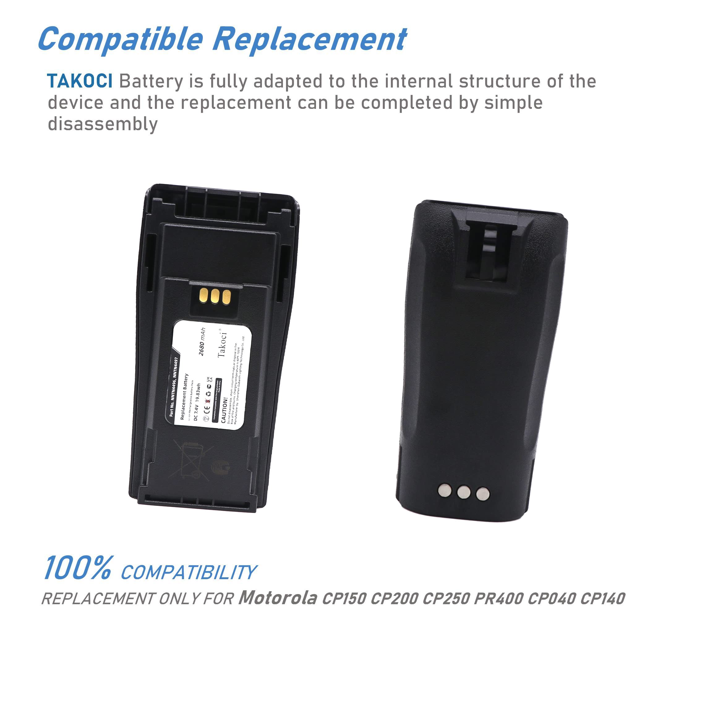 Takoci (2Pack) Replacement Battery For Motorola Cp200D Cp200 Cp200Xls Cp150 Cp140 Cp160 Cp170 Cp180 Nntn4496 A Ar Ntn4497 Ar 268