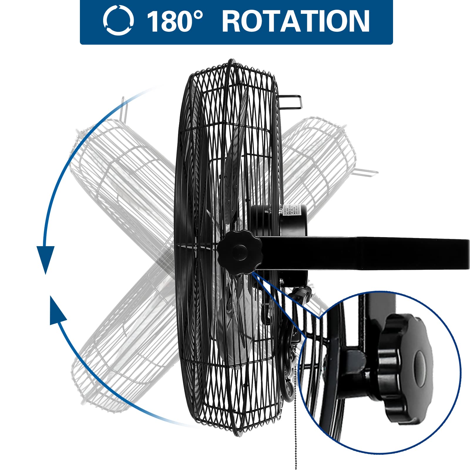 Bilt Hard 4600 Cfm 20 In. Industrial Wall Mount Fan, 3 Speeds High Velocity Wall Fan With Sealed Motor, Heavy Duty Metal Barn Fa