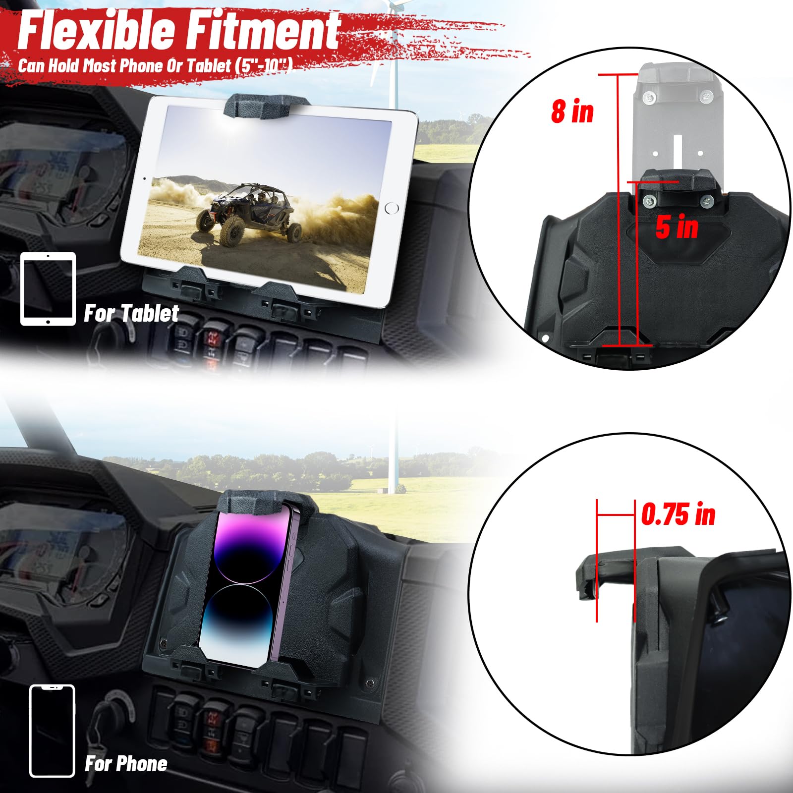 Mdpromcp Electronic Device Mount   Adjustable Rzr Tablet Holder Gps Phone Mount With Storage Box Compatible With Polaris 2019 20