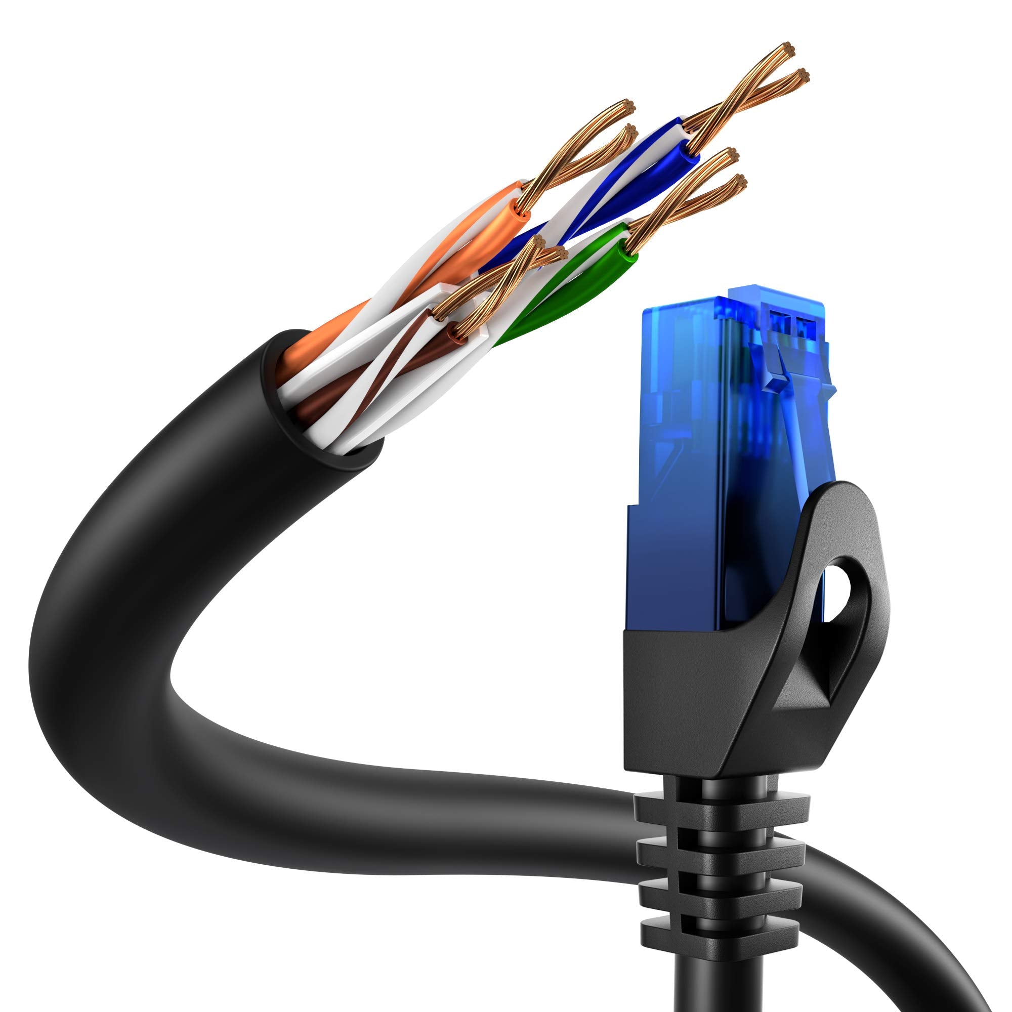 Kabeldirekt Network Cable � Transmits Maximum Fiber Optic Internet Speed � Network, Ethernet & Lan Cable � 1Ft � Available In 1 100Ft � For Gigabit Networks, Router/Modem, Rj45 (Black/Blue)