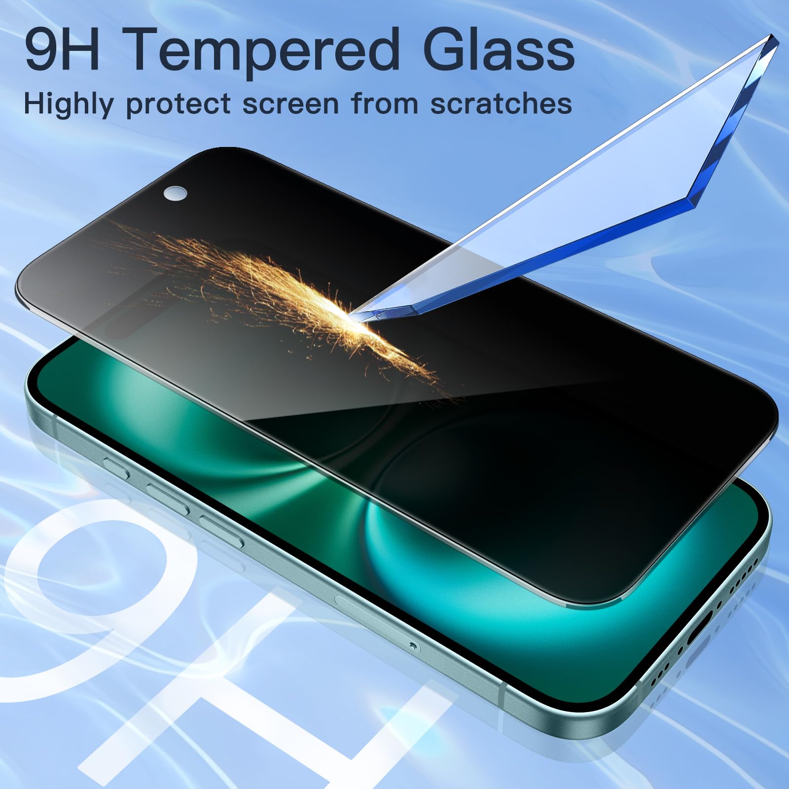 Jetech Privacy Screen Protector For Iphone 16 Plus 6.7 Inch, Anti Spy Tempered Glass Film With Easy Installation Tool, 2 Pack