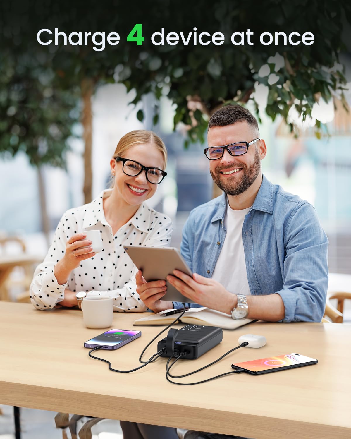 Morfec Power Bank Fast Charging 50000Mah   22.5W Portable Charger Usb C Quick Charge With 4 Outputs & 3 Inputs Led Display Huge