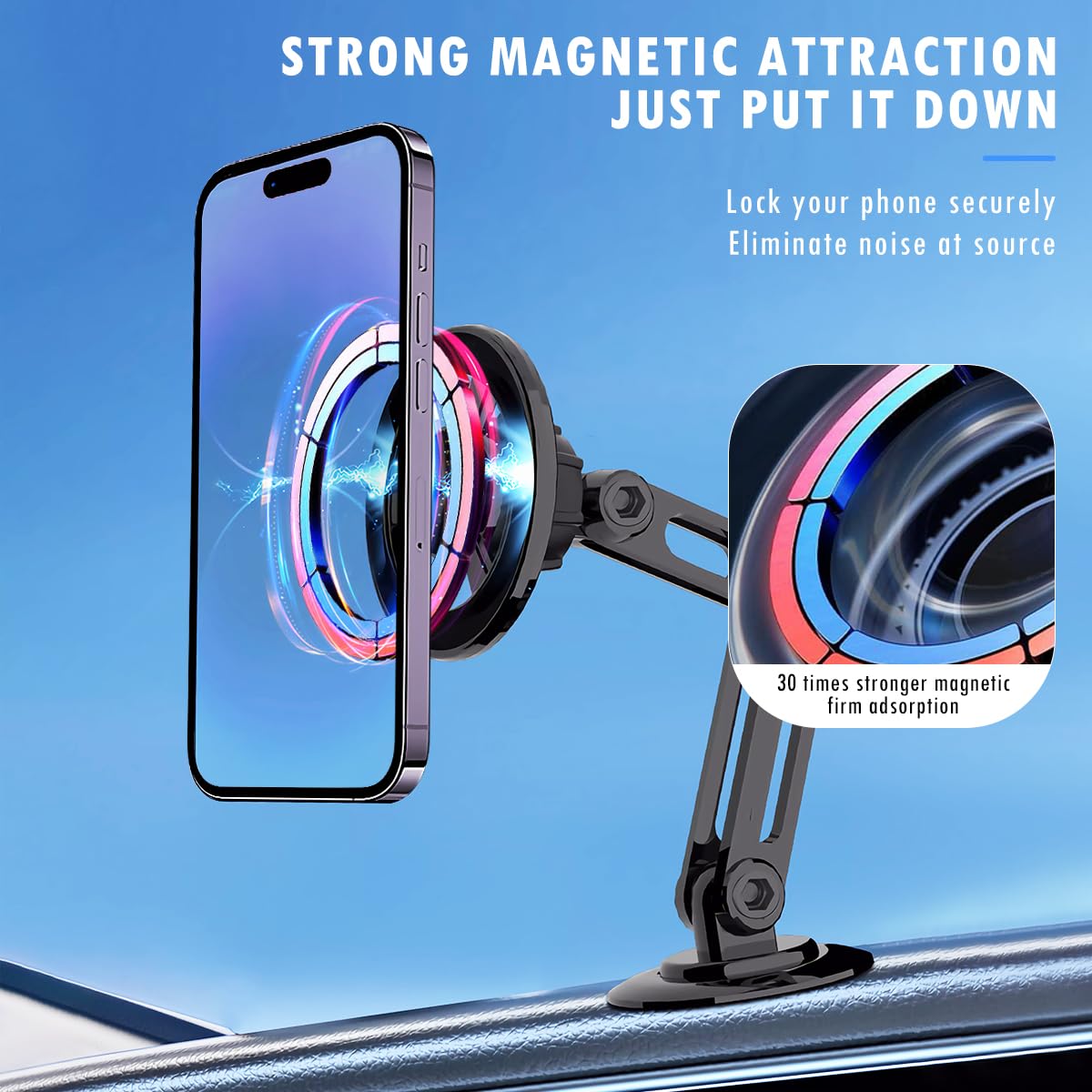 Jemey Universal 360 Pro - 2025 New Magnetic Suction Car Phone Holder, Hands Free Automobile Mounts Cell Phone Holder With Metal