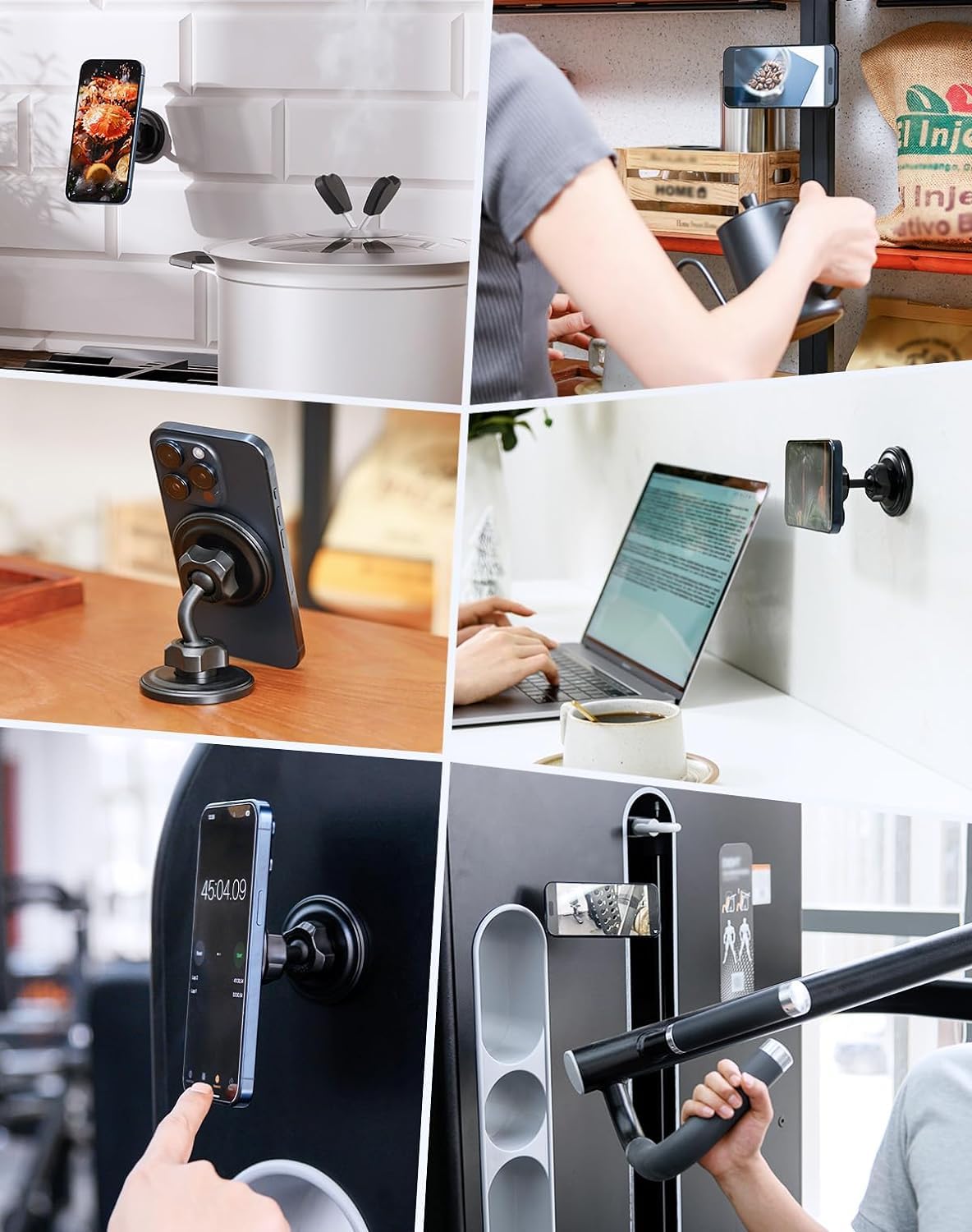 Gym Magnetic Phone Holder For Magsafe, Dual Magnetic Phone Mount Gym Phone Holder Magnet With Double Ball Head Locking Angle Com