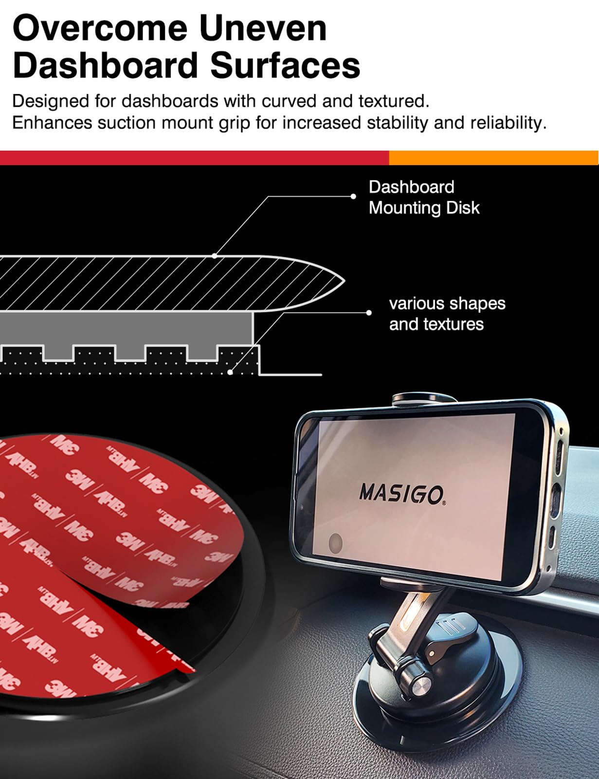 3M Vhb Adhesive Dashboard Mounting Disk Set For Suction Cup Car Mounts   3.74 Inch (95Mm) Wide, Ensures Secure Hold For Phone Ho