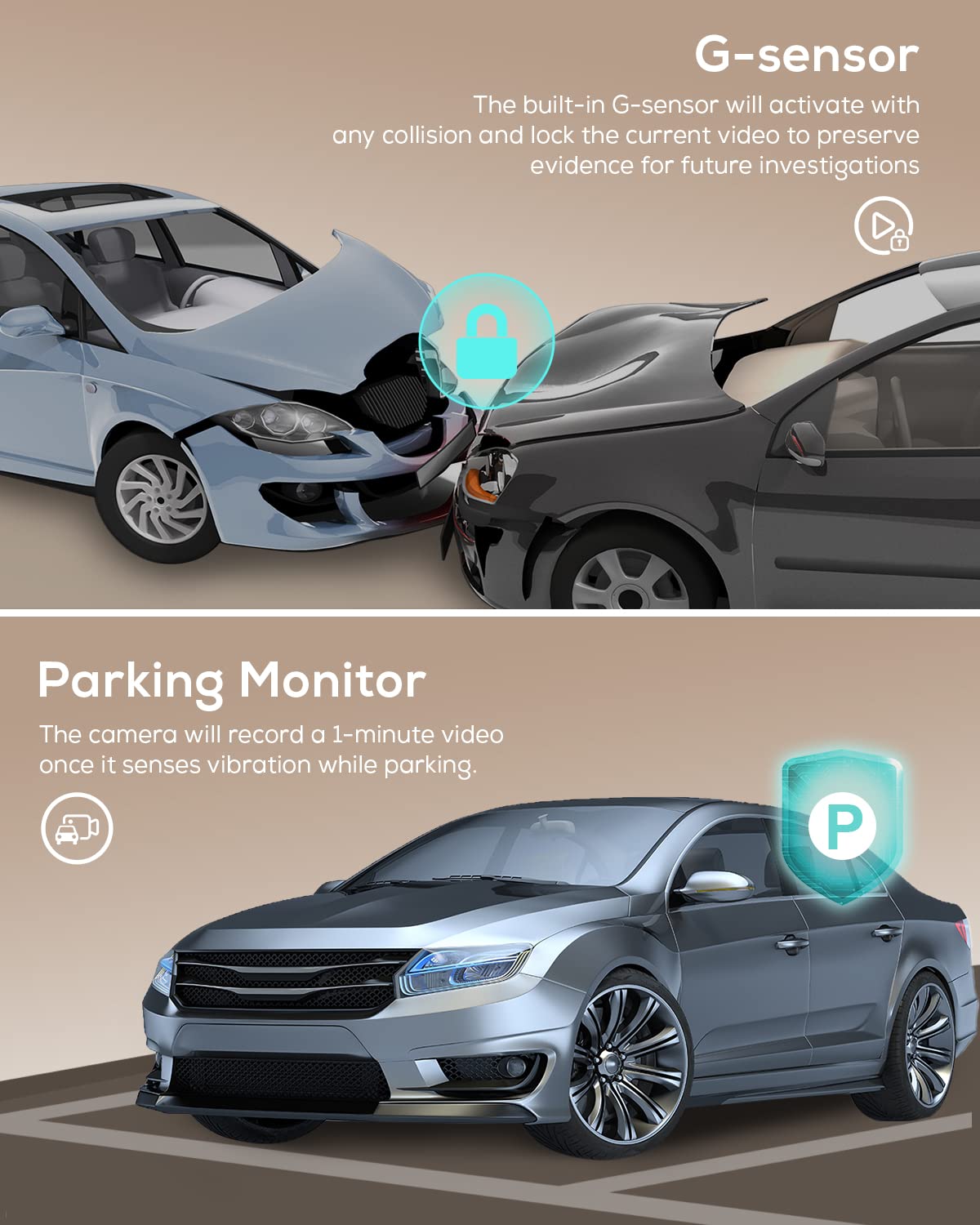 Izeeker Dash Cam For Cars, 1080P Full Hd Dash Camera, Dashcam With Night Vision, Car Camera With 3 Inch Lcd Display, Parking Mod