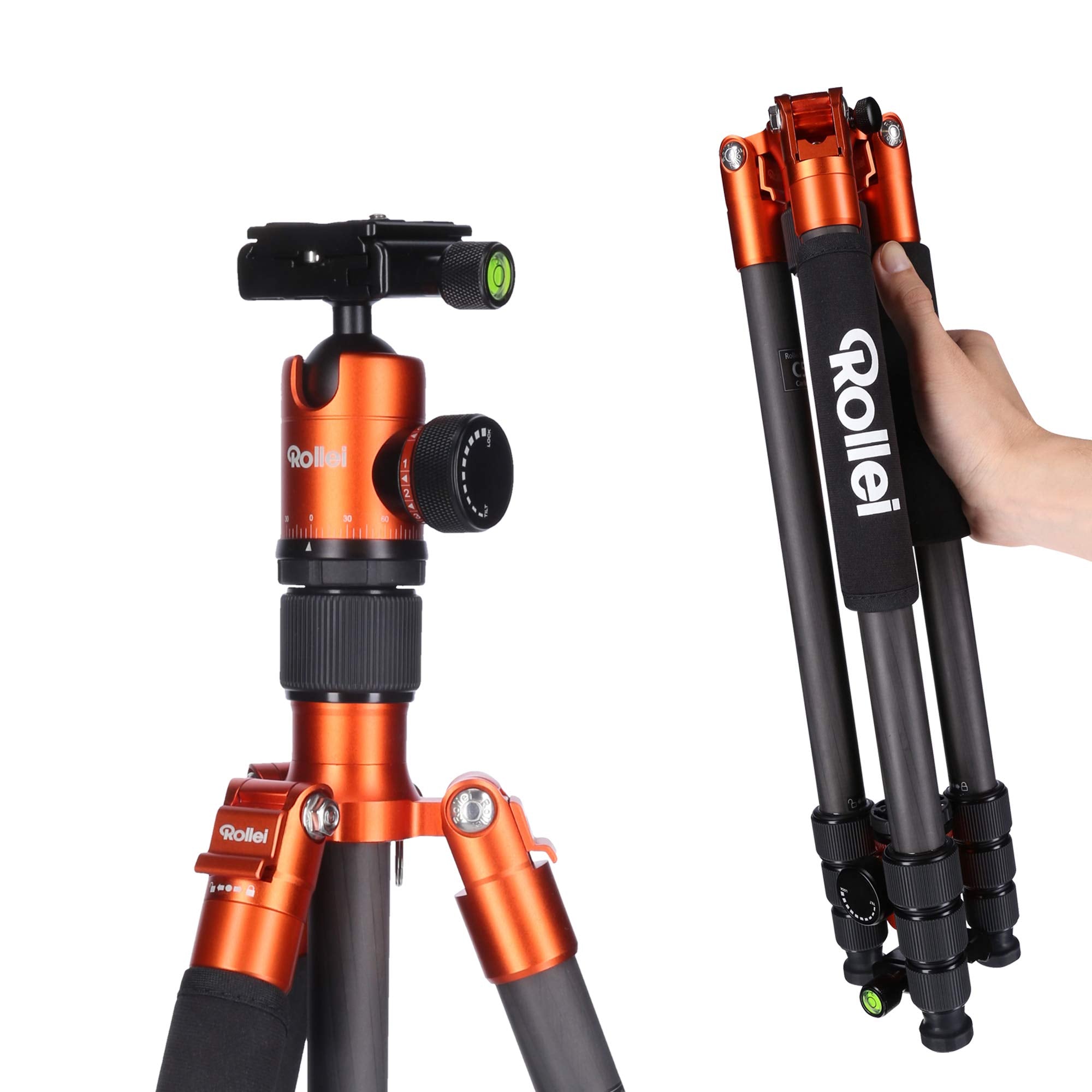 Rollei Tripod C5i Carbon - with 3D Ball Head and redating Central Column for Macro Photography - Arca Swiss Compatible - Convert