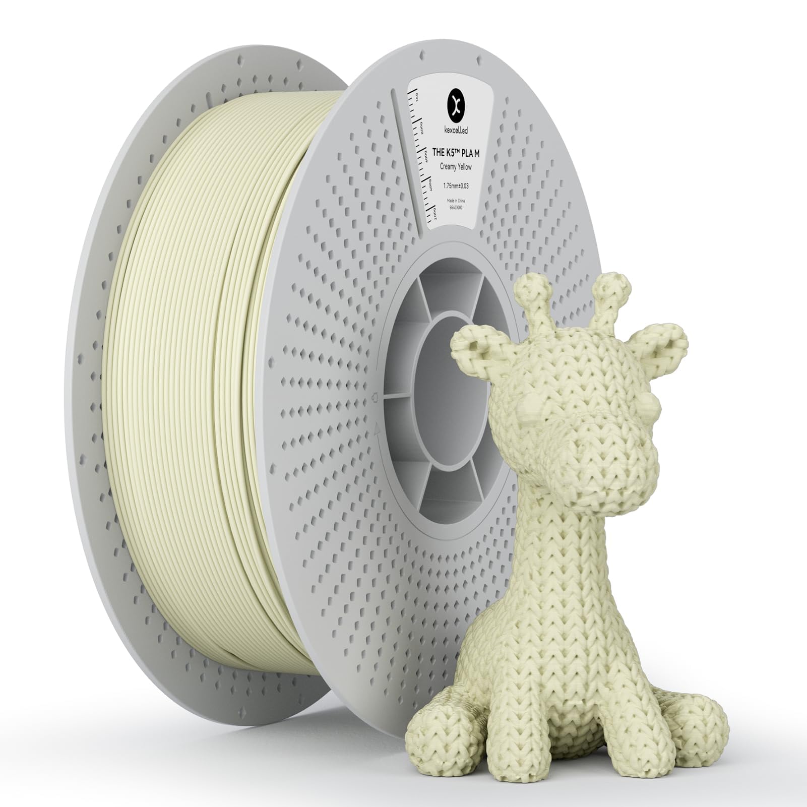 kexcelled Matte PLA Filament 1.75mm,Matte Cream Yellow PLA 3D Printer Filament 1kg Spool (2.2lbs) with +/-0.03mm Accuracy,Upgrad