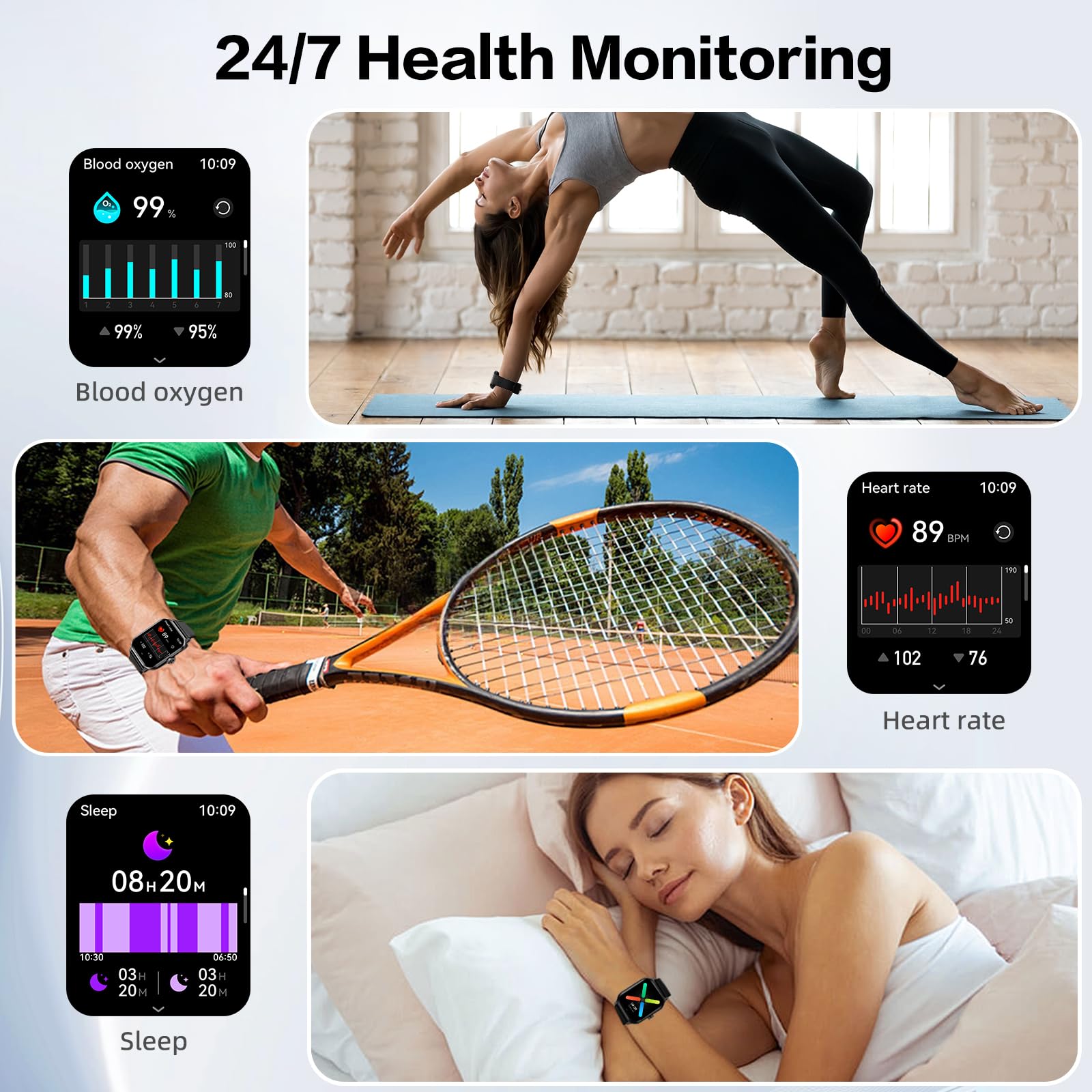 Smart Watch For Men And Women, 1.96'' Hd Fitness Tracker With Bluetooth Calls, Heart Rate & Sleep Monitor, 120+ Sports Modes, Ip