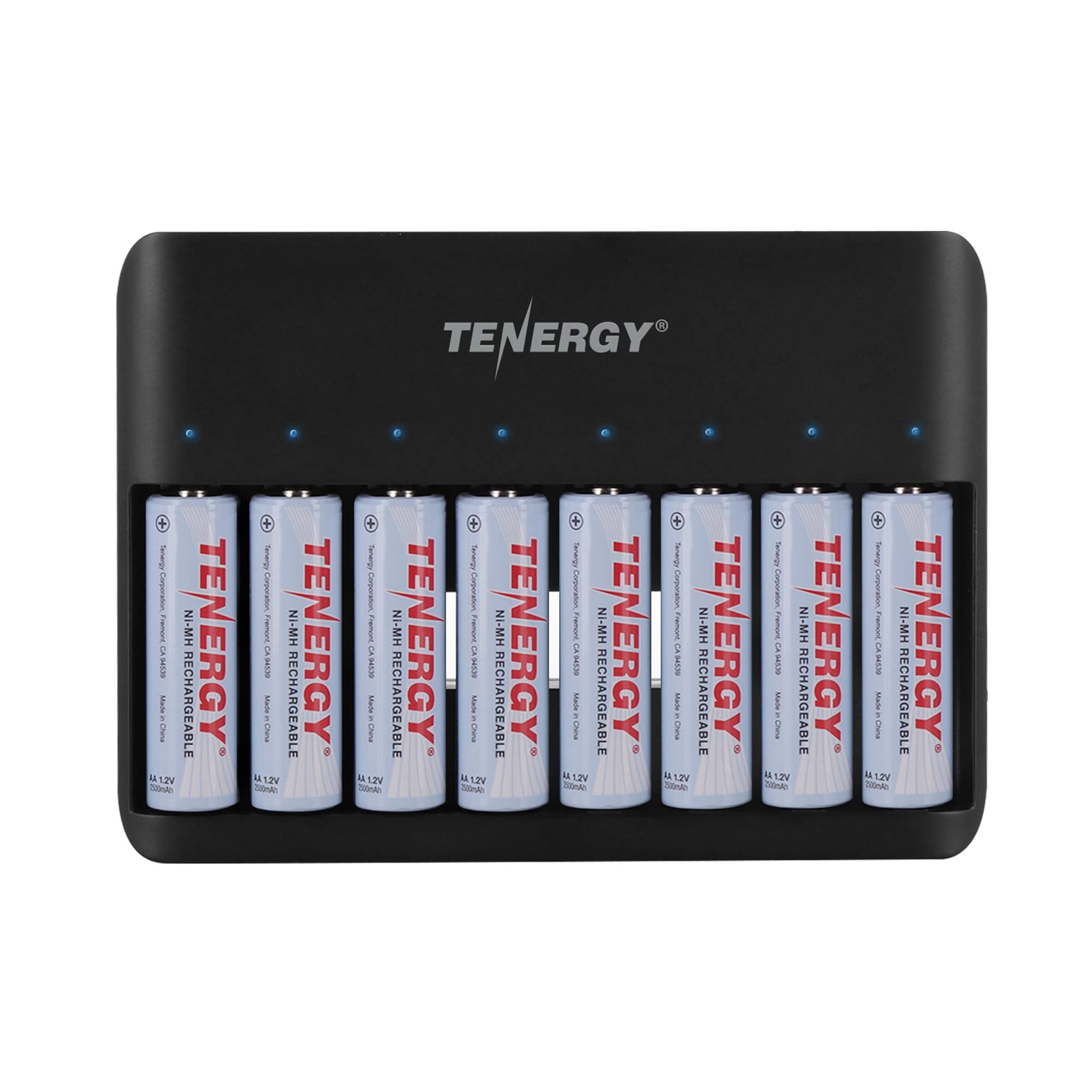 Tenergy Tn477U 8 Bay Fast Charger For Aa/Aaa Ni Mh/Nicd Rechargeable Batteries With Micro Usb And Usb C Input + 8X Aa Rechargeab