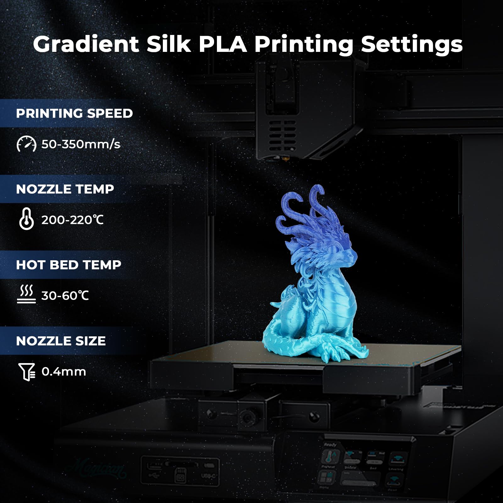 Amolen Pla 3D Printing Filament, Silk Pla Filament 1.75Mm Silk Shiny Filament Azure Blue Filament, 3D Printing Filament 1Kg/2.2L