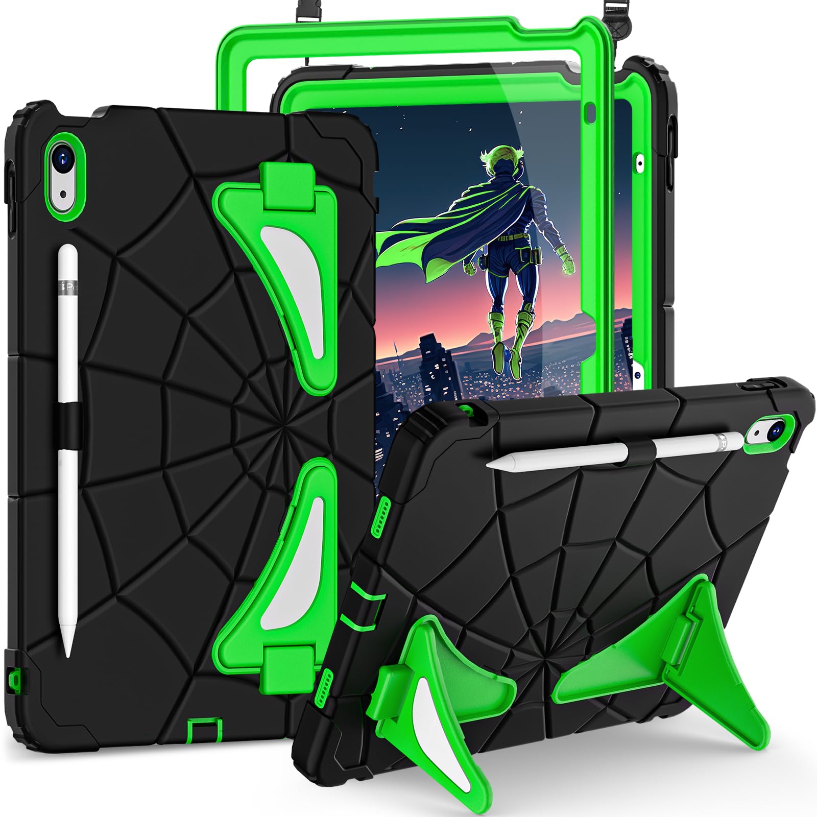 Auizotl Case For Ipad 10Th Generation 10.9 Inch,Kids Friendly Ipad 10.9 Case With Screen Protector Shoulder Strap Pencil Holder,