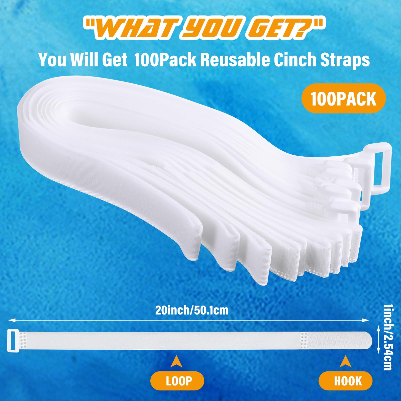 Kigeli Reusable Fastening Cable Straps And Cable Ties Set 1 X 20'' Adjustable Multi Purpose Hook And Loop Cord Ties To Keep Cord