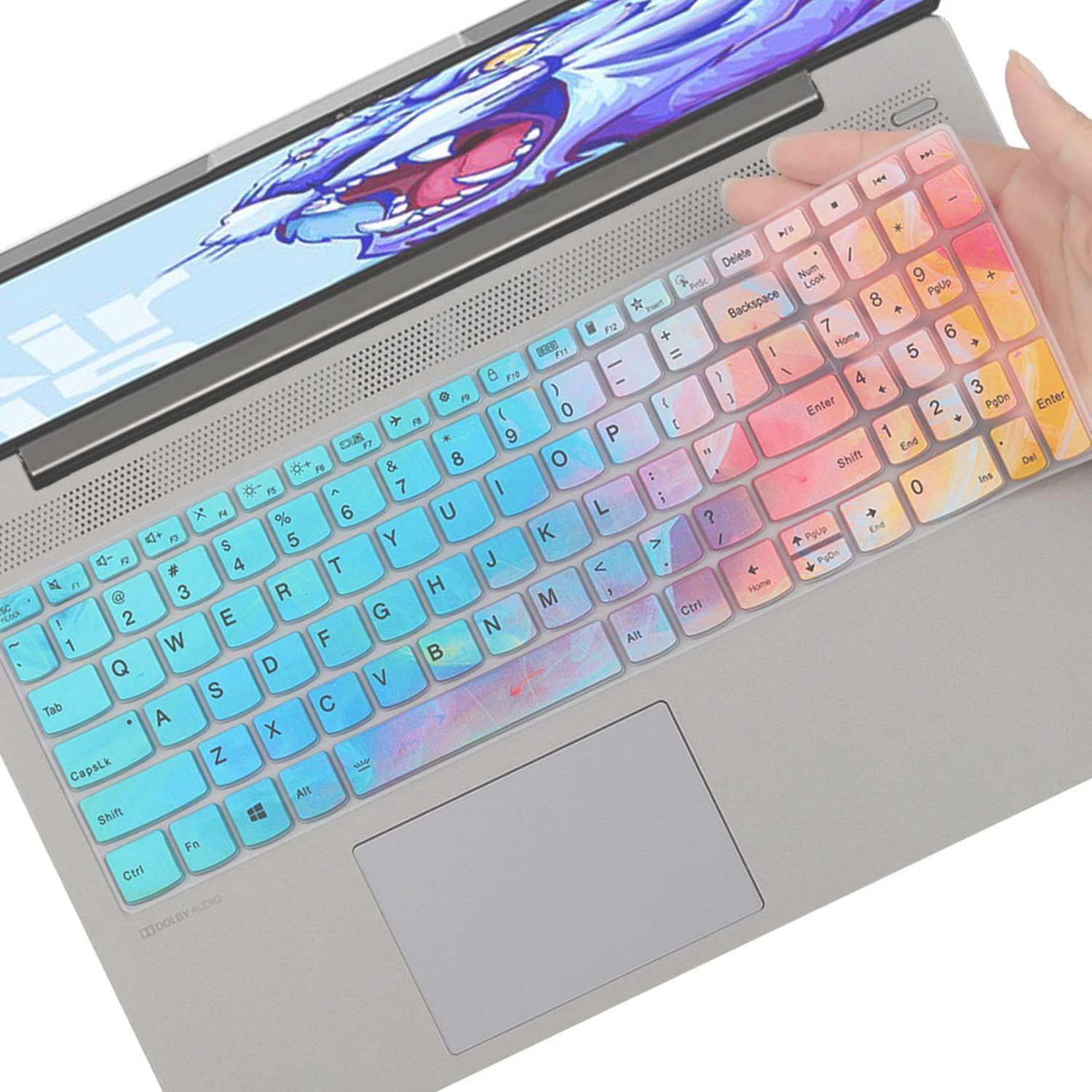 Colorful Keyboard Cover For 2024 2023 Lenovo V15 Series 15.6'', Lenovo Ideapad 1/Ideapad 1I 15.6 Inch Laptop 15Ada07 15Iau7 15Al