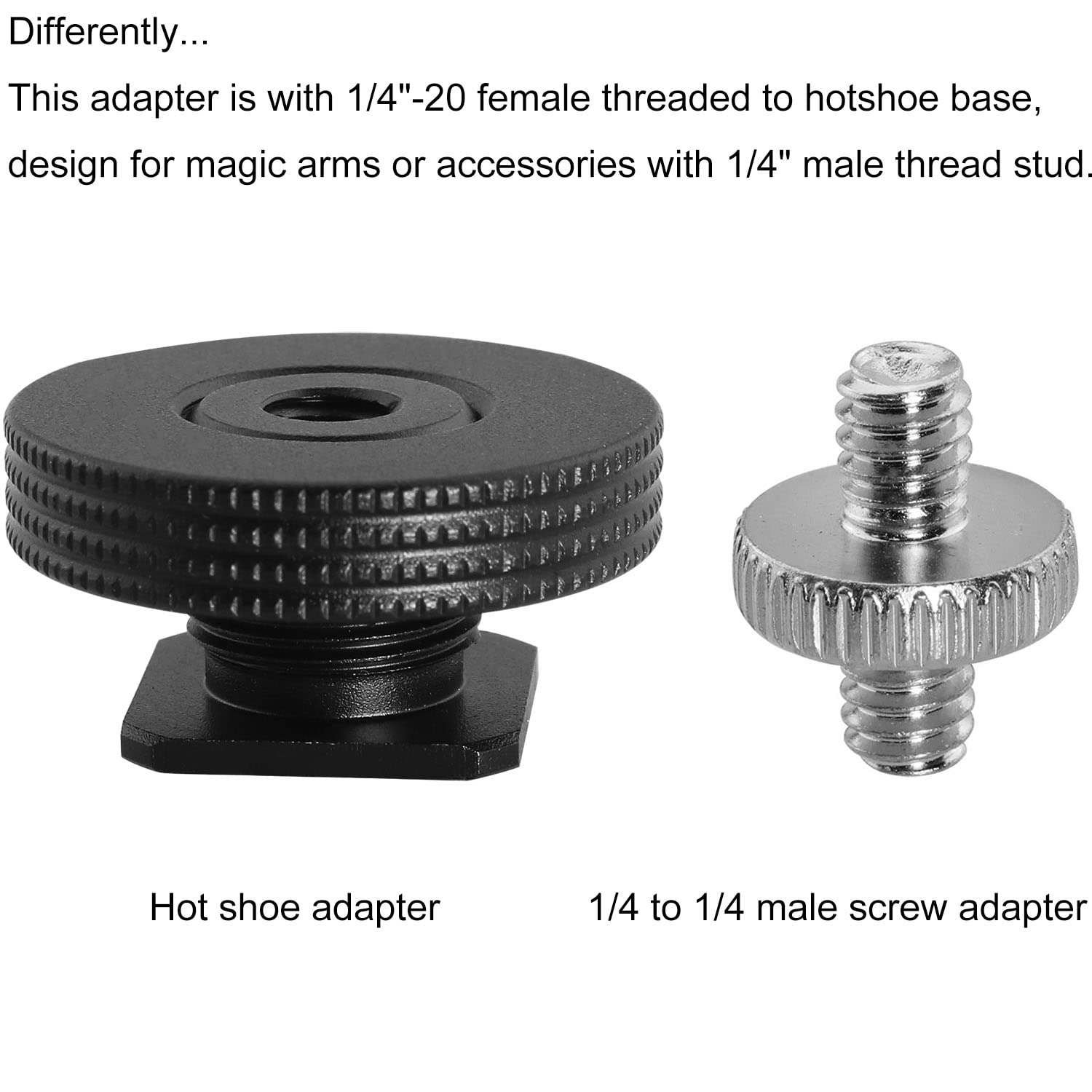 1/4' Female Thread To Hot Shoe Adapter Luorng 2Pcs Hot Shoe Mount Adapter With 1/4 To 1/4 Inch Male Screw For Magic Arm, Video Light,Monitor