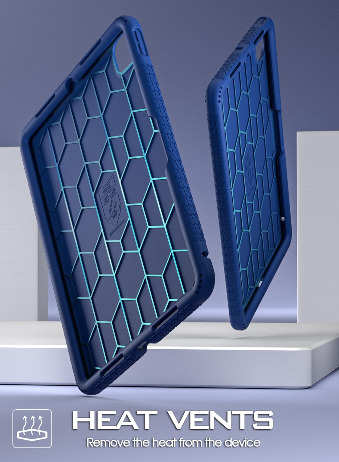 Poetic Turtleskin Case For Ipad Pro 11 Inch 2024 M4 5Th Gen, Heavy Duty Shockproof Rugged Kids Friendly Drop Protection Silicone Cover Case, Navy Blue