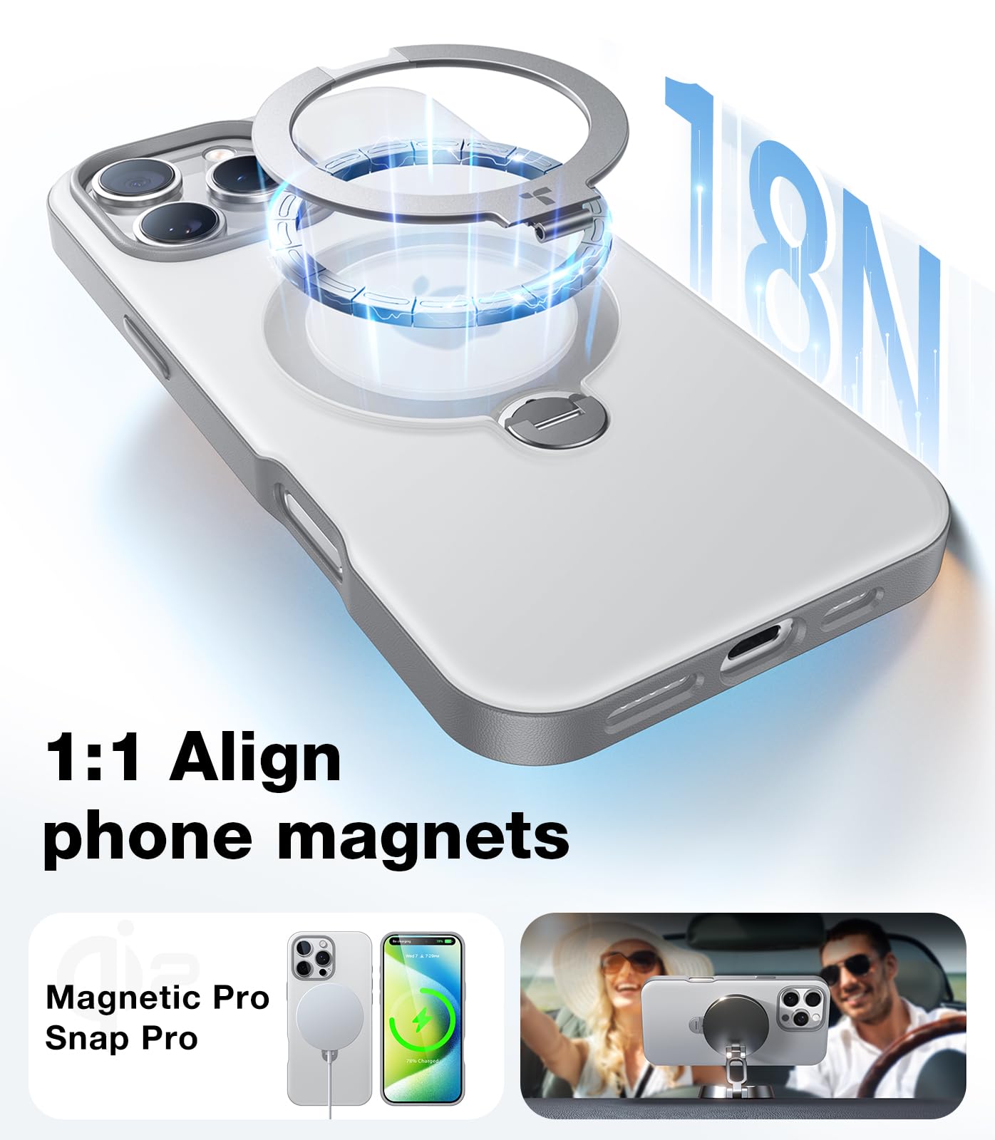 Torras 360 Spin Magnetic Stand For Iphone 16 Pro Max Case, Fit For Magsafe, 12Ft Mil Std Shockproof Ostand Case For 16 Pro Max P