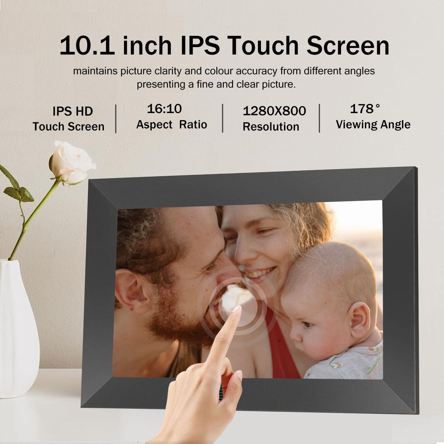 Ssini 10.1 Inch Smart Wifi Digital Picture Frame 1280X800 Hd Ips Touch Screen Photo Frame Electronic,Auto Rotate,Built In 32Gb S