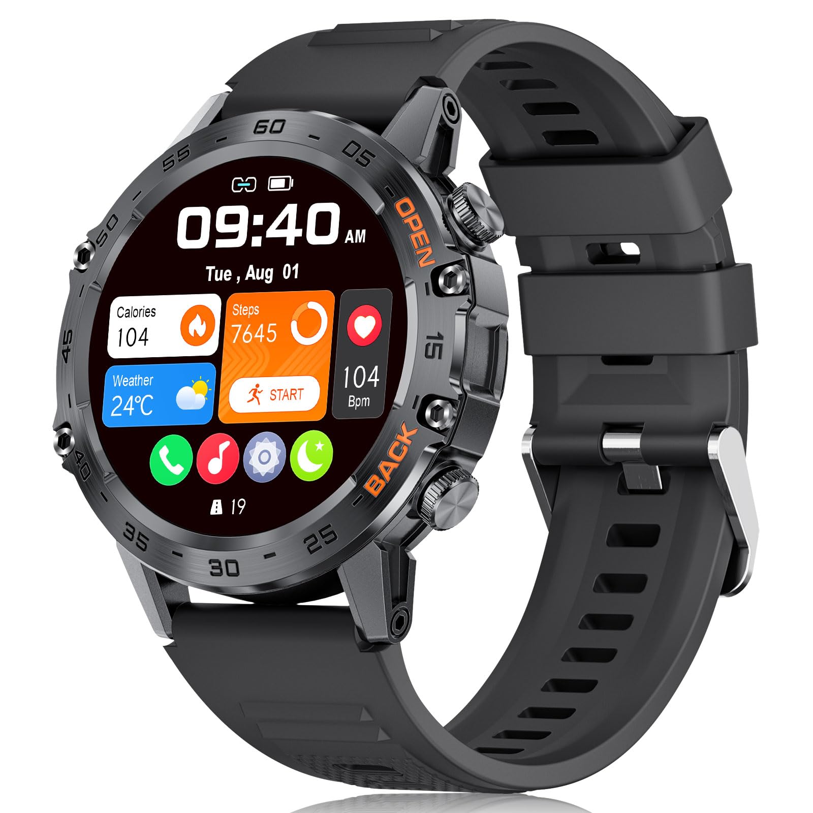 Foxbox Military Smart Watch For Men Answer/Dial Calls For Ios Android Phones, 400Mah Smartwatch Heart Rate Spo2 Sleep Monitor St