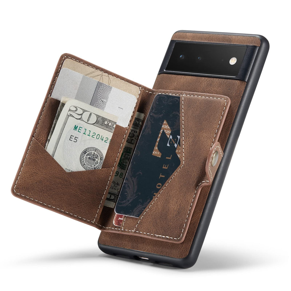 Hxy Case For Google Pixel 6, Detachable Magnetic Wallet Credit Card Slot Case Cover Support Wireless Charging Compatible With Go