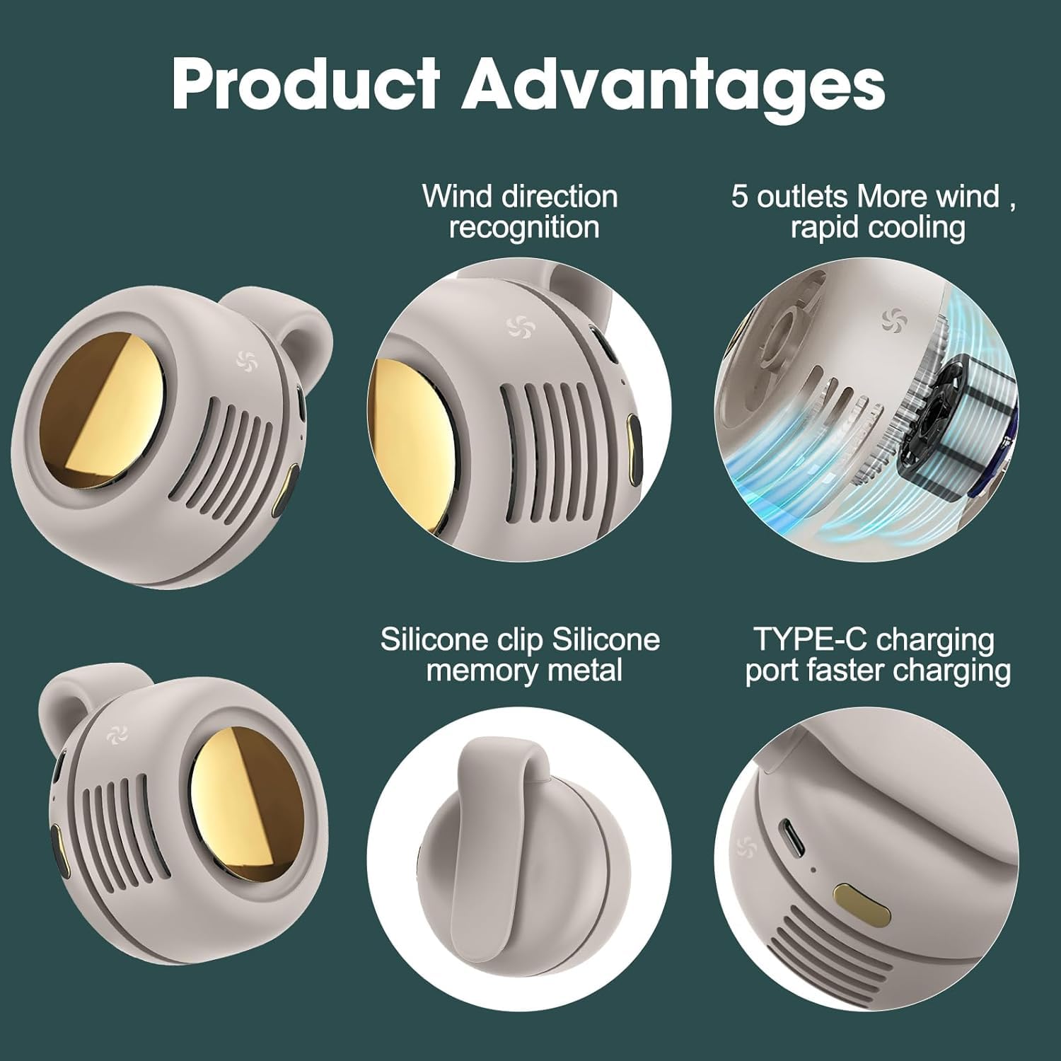 Gaukomzs Portable Silent Mini Bladeless Fan Clip On,3-Speed Clip-On Fan For Shirt And Waist, White