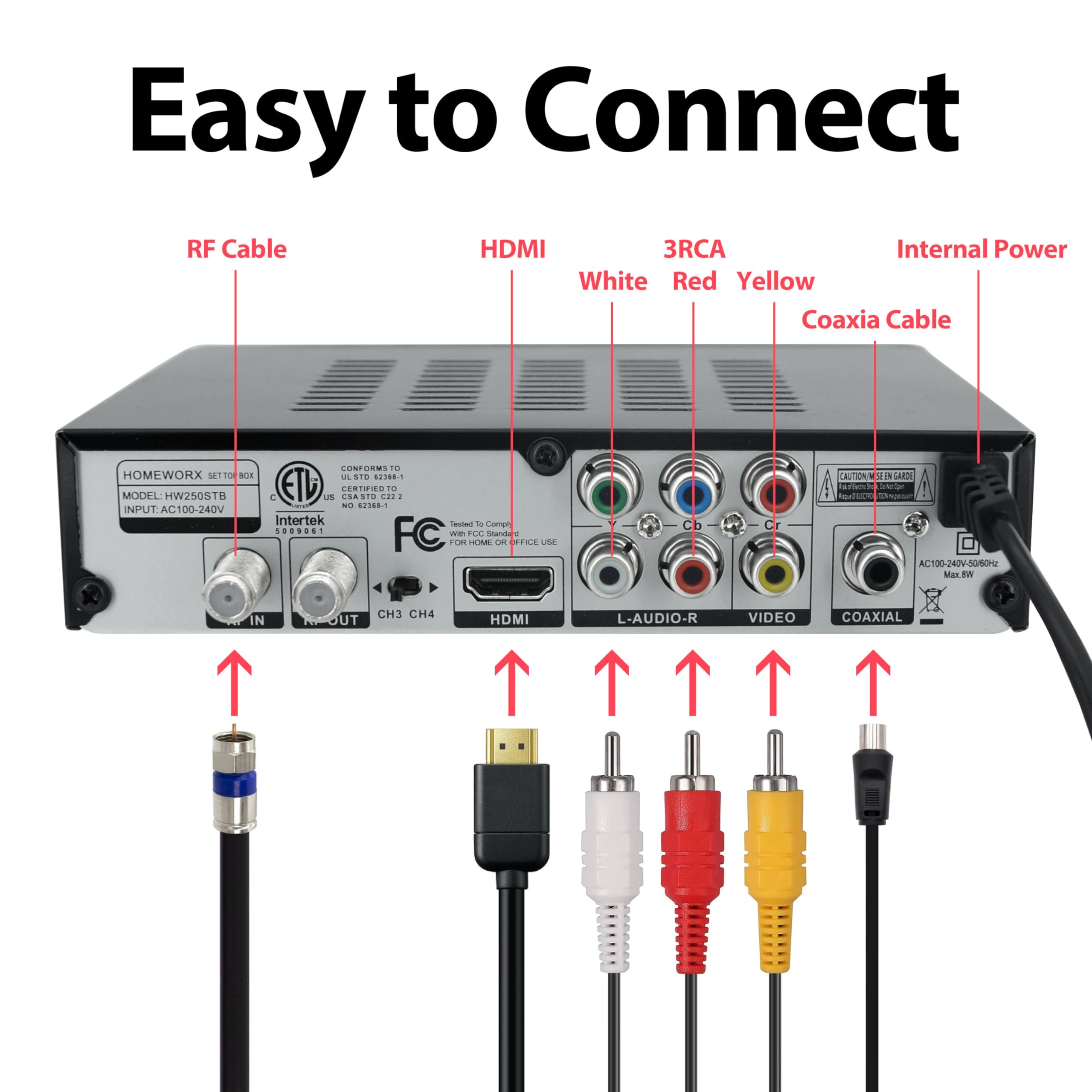 2024 Version Digital Tv Converter Box, Atsc Digital Converter Box With Tv Tuner, Tv Recording, Usb Multimedia Function, 1080P Hd
