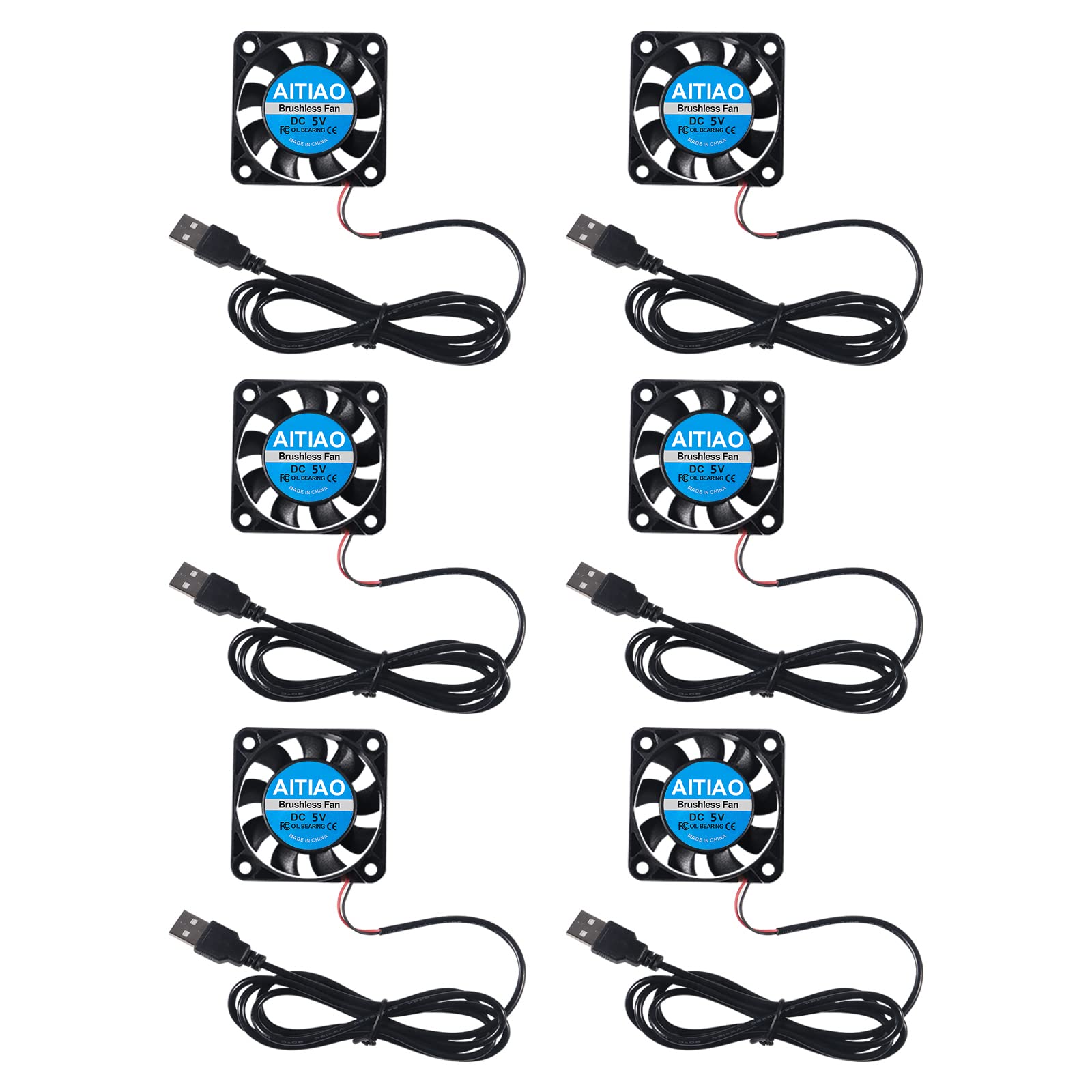 Aitiao 6Pcs 40Mm Usb Brushless Cooling Fan 40Mm X10Mm Dc 5V Quiet Cooling Fan 4010 Mini Computer Fan For Small Appliances Series