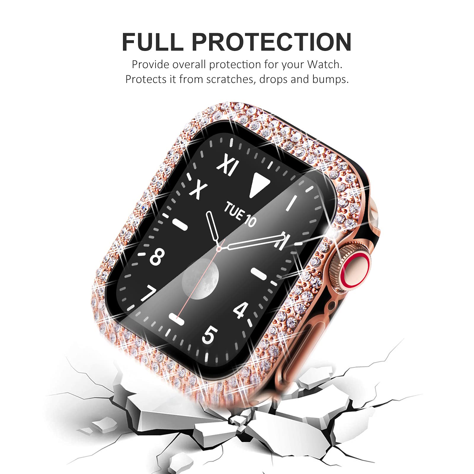 Kades Compatible For Bling Apple Watch Protective Case With Built In Screen Protector For Apple Watch 41Mm Series 9 Series8 Seri