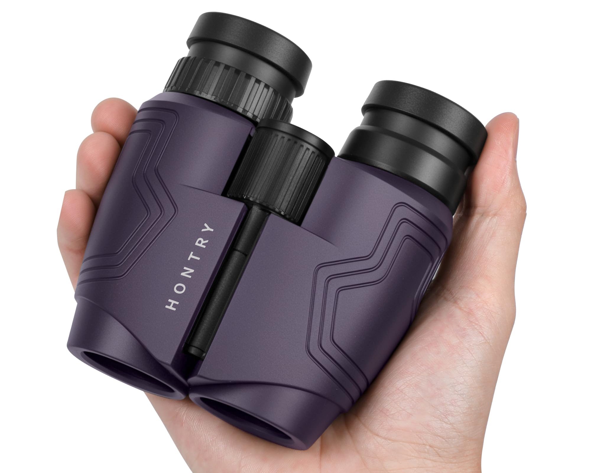 Hontry Travel Binoculars for Adults and Kids, Easy-Focus and Image Stabilization with Close Focus (Purple, 12x25)