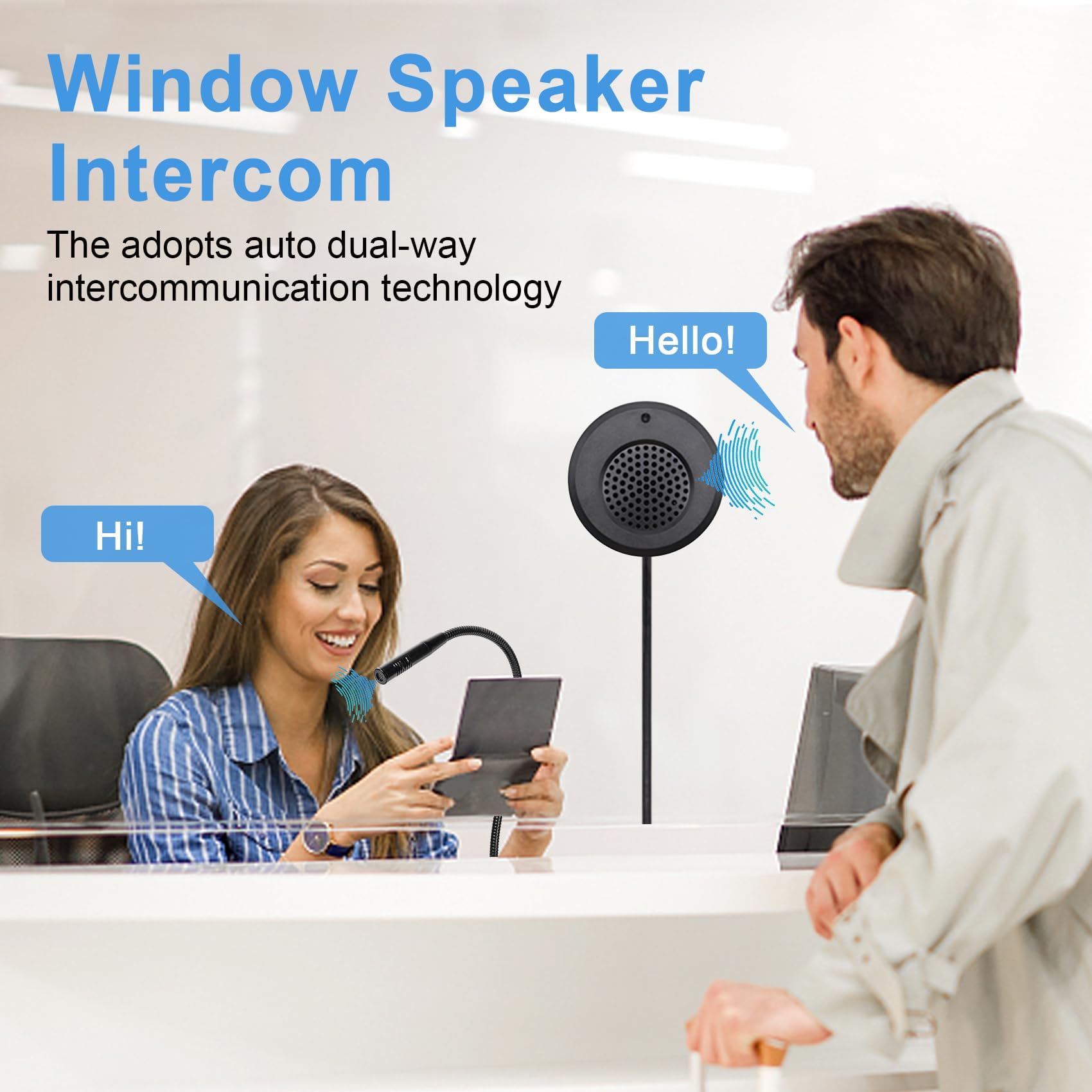 Chunhee Window Speaker Intercom System Anti Interference Dual Way Intercommunication Microphone And Speaker Bank Window Intercom