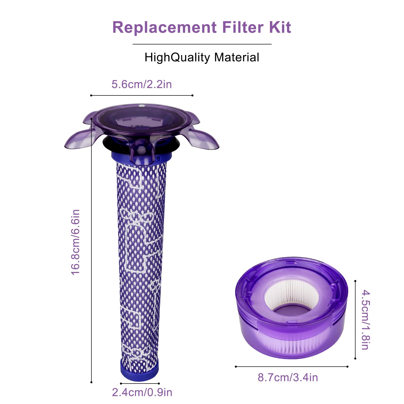 4 Pack New Star Vacuum Replacement Filters For Dyson V7, V8 Animal And V8 Absolute Vacuum. 2 Pre Filters And 2 Post Filters. Com