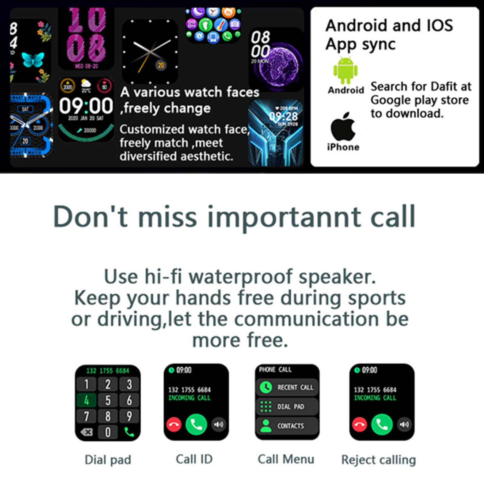 Kr06 Sports Smart Watch 1.8 Inch Bluetooth Call Music Play Voice Assistant Health Monitor Multi Sports Modes Fitness Tracker (Gr