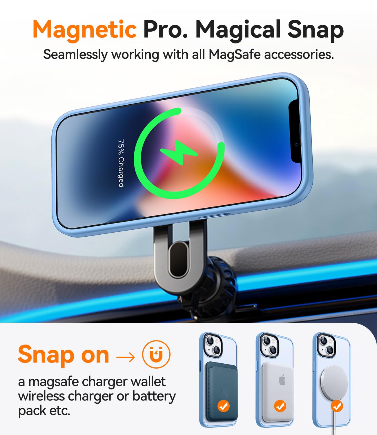Canshn For Iphone 14 Case/Iphone 13 Case, Compatible With Magsafe, Translucent Matte Back Slim Shockproof Phone Cover, Light Blu