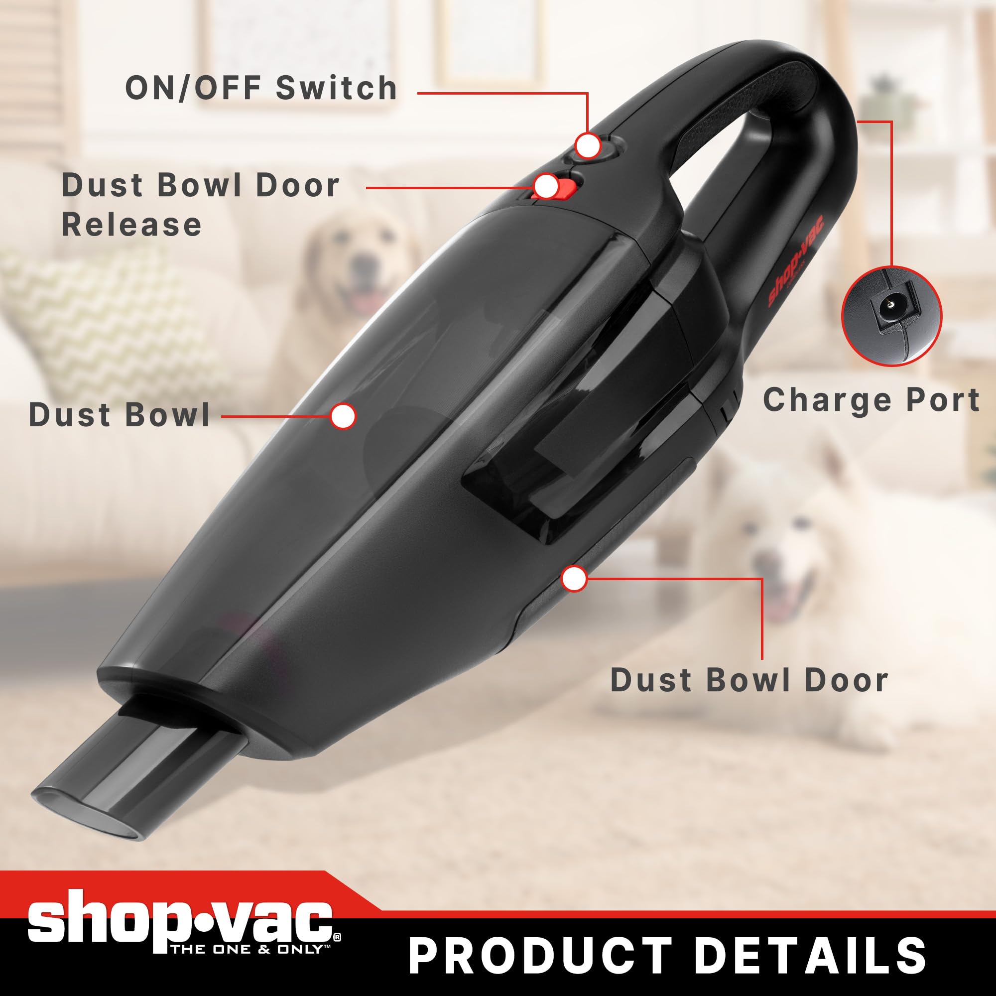 Shop-Vac Cordless Handheld Vacuum Cleaner, 12.0 Peak Kpa 12V High Power Handheld Vacuum Cordless Rechargeable, Dustbuster Handhe