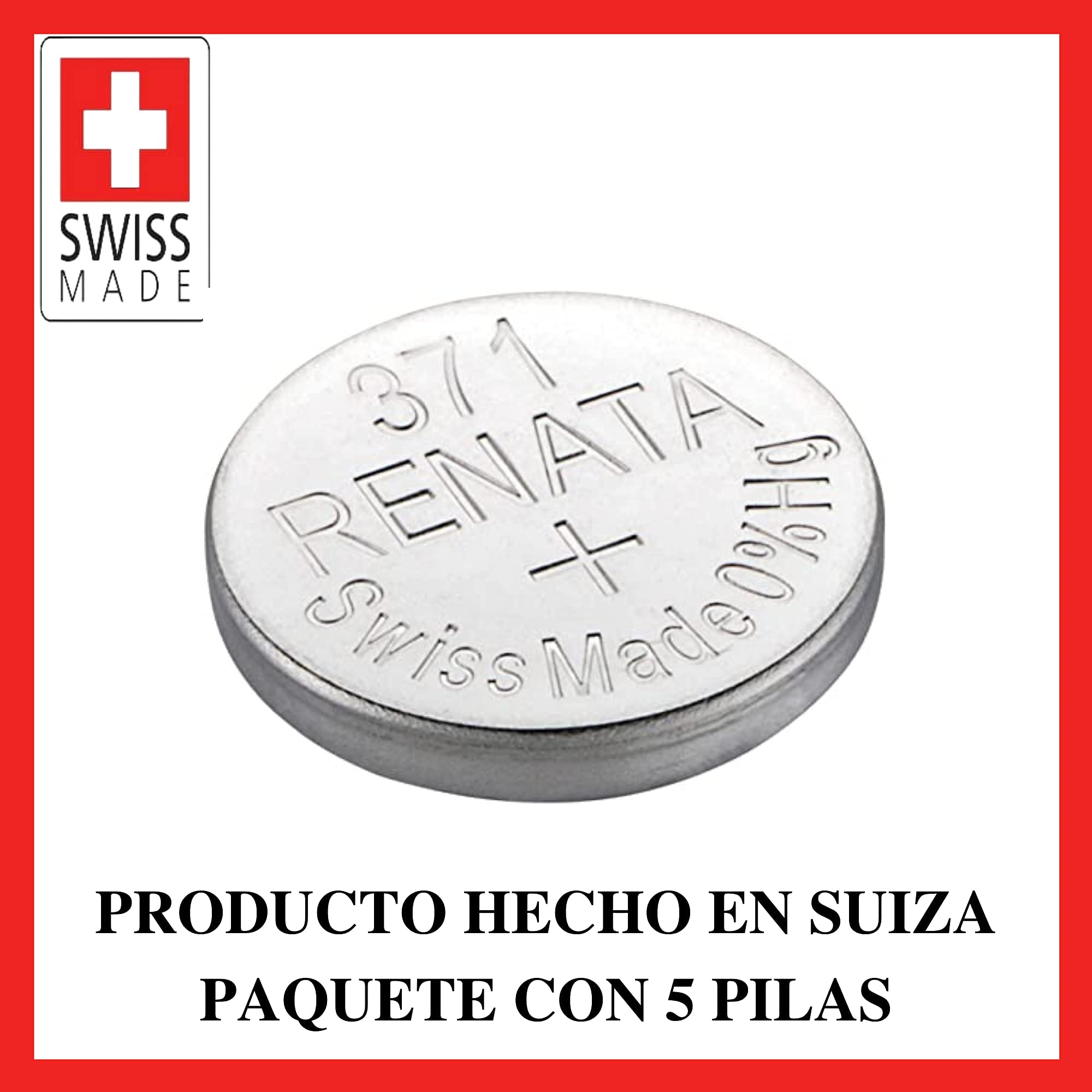 Renata 371 SR920SW AG6 D371 LR921 Silver Oxide Batteries - Mercury Free, Pack of 5