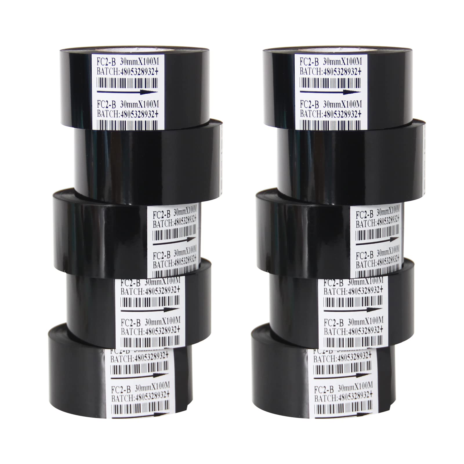 Chudeng 10 Rolls 30Mm X 100M Black Thermal Transfer Ribbon Resin For Coder Printer Machine, Black Color Ribbon For Coding Machin