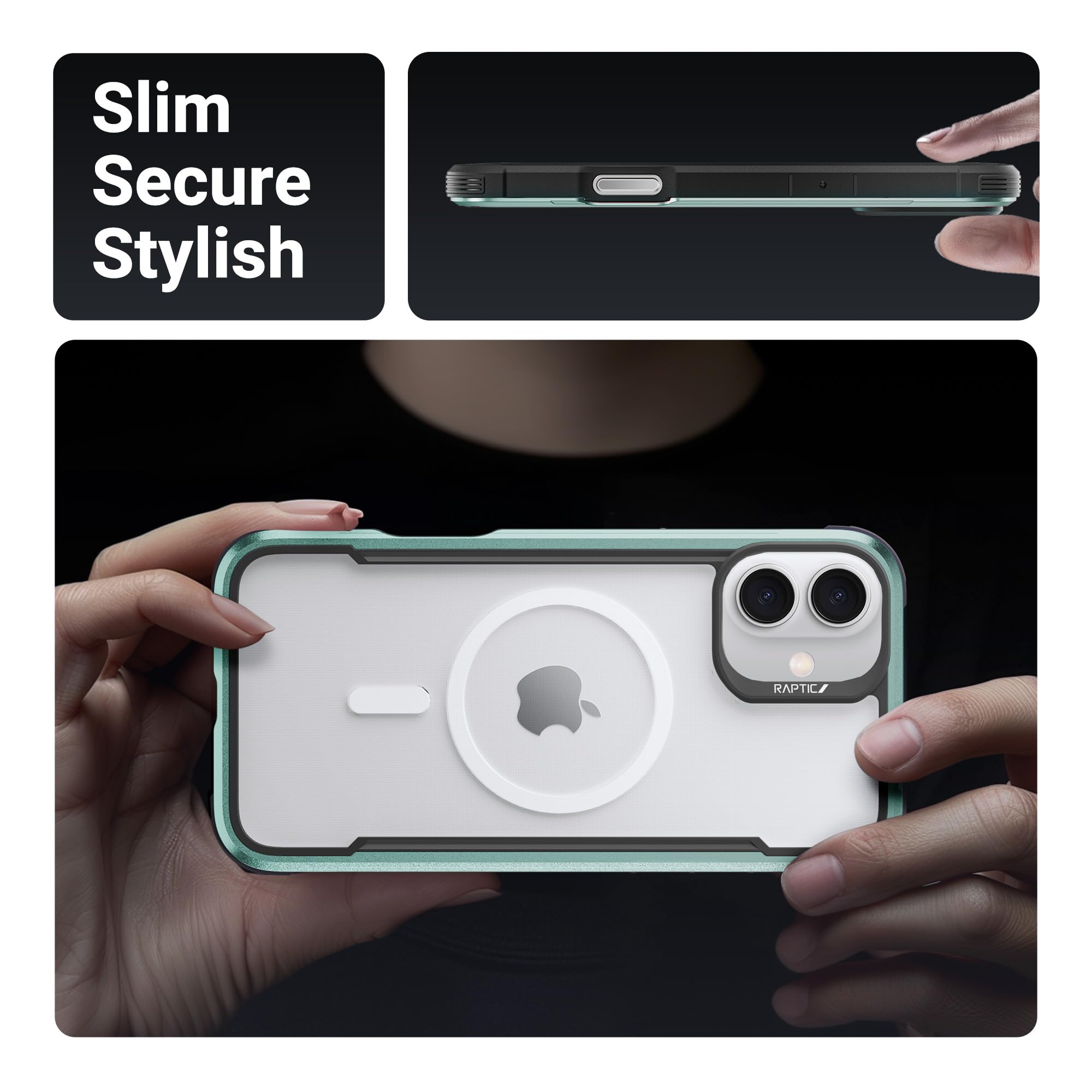 Raptic Shield Magnetic For Iphone 16 Case, Compatible With Magsafe, [For 2024 Capture Button Shockproof Clear Case], Military Gr