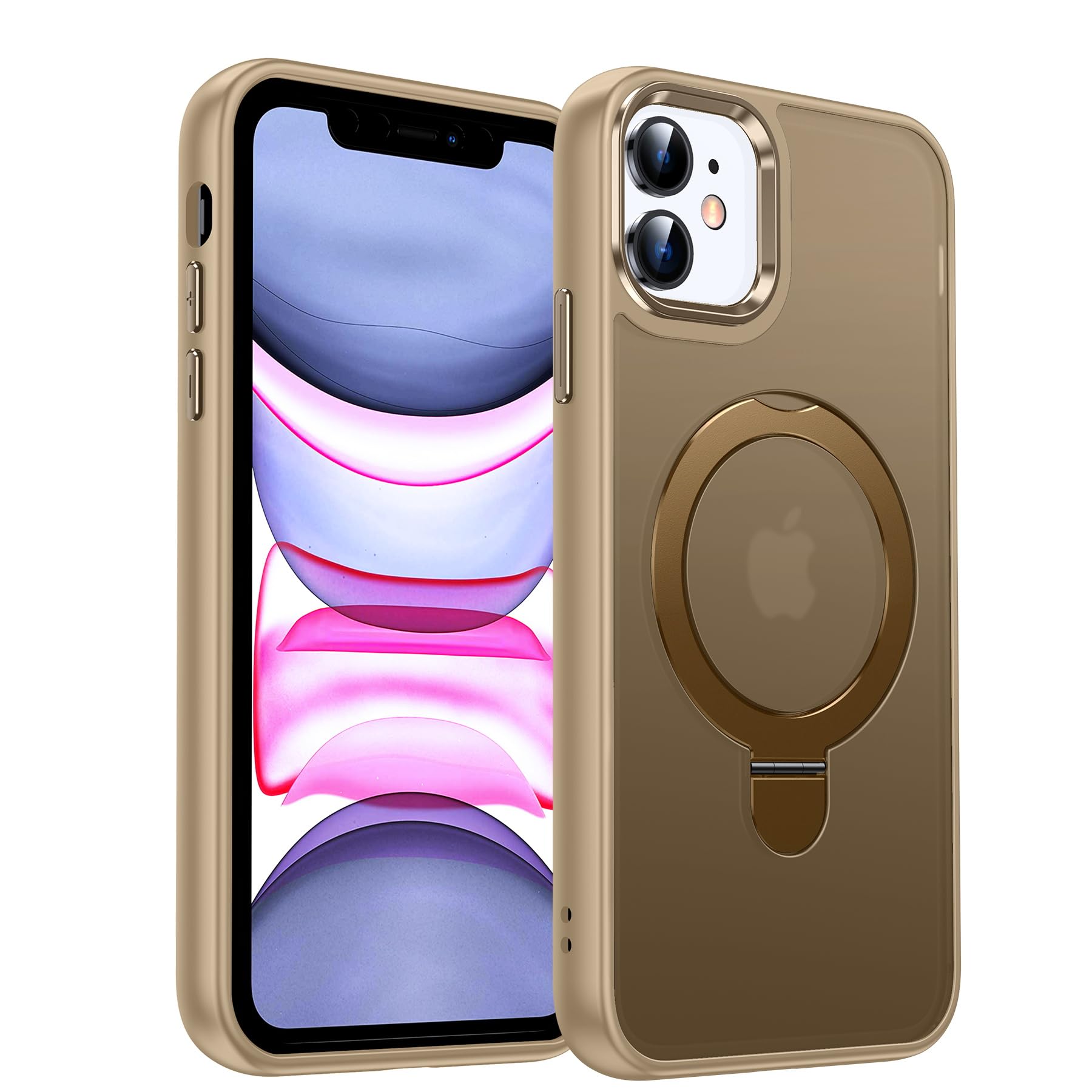 LeYi for iPhone-11 Case Gold, with Stand for Magsafe [ Kickstand Ring Holder] Cover Funda para i Phone 11 Women Man Magnetic Mag