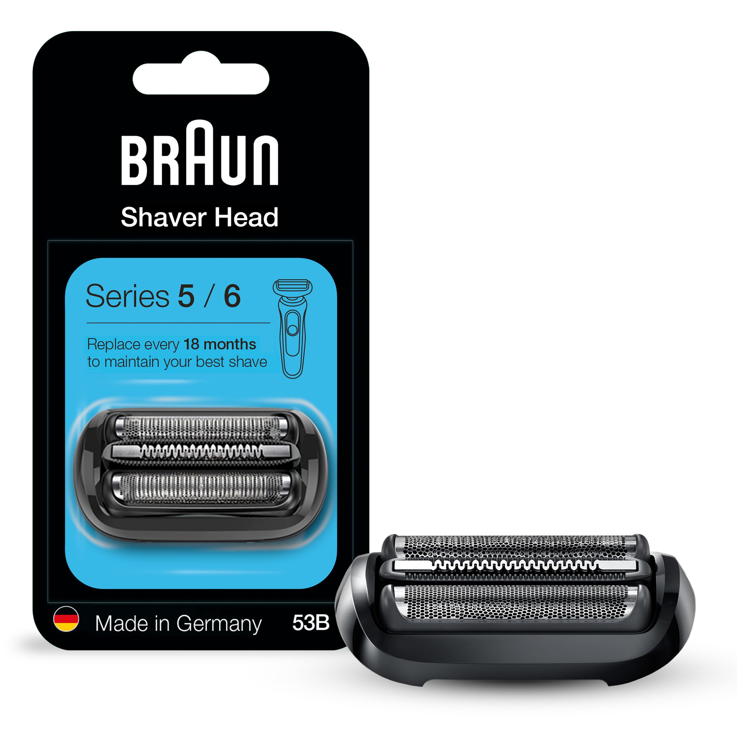 Braun Series 5 53B Electric Shaver Head, Black - Designed for Series 5 and Series 6 shavers (New Generation)