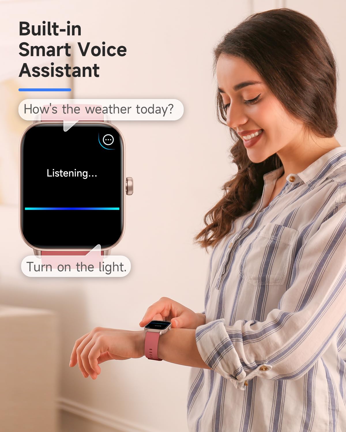 Toobur Smart Watch For Women Alexa Built In, 1.8'' Compatible Android Ios, Answer&Make Call/Heart Rate/Step Counter/Sleep Tracke