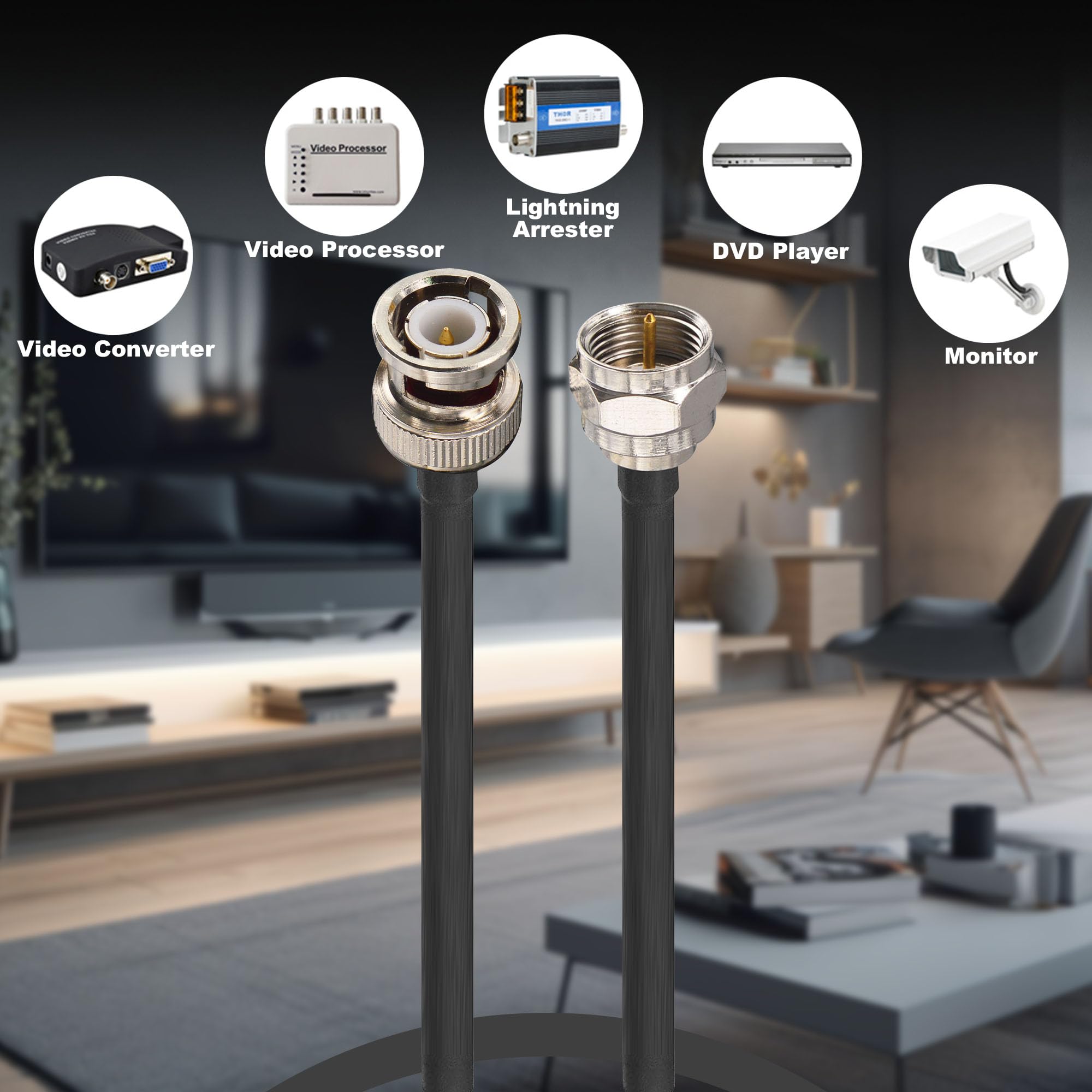 Onelinkmore Rf Wireless Router Cable 0.5Ft Bnc Male To F Male Pigtail Cable Low Loss Rg58 50 Ohm Bnc Extension Security Wire Cor