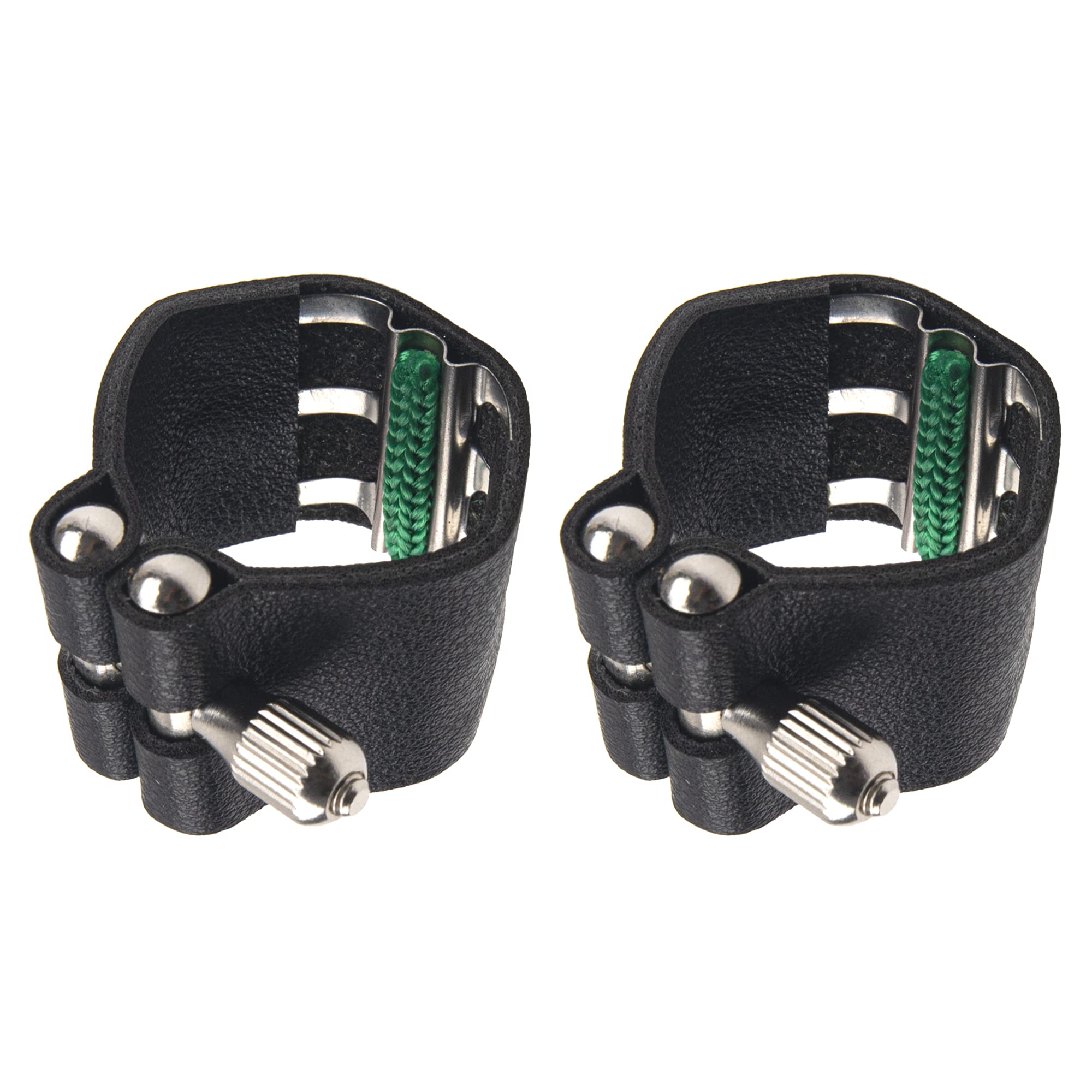2Pcs Yootones Black Artificial Leather Saxophone Mouthpiece Sax Ligature Fastener Compatible With Saxophone Rubber Mouthpiece (A